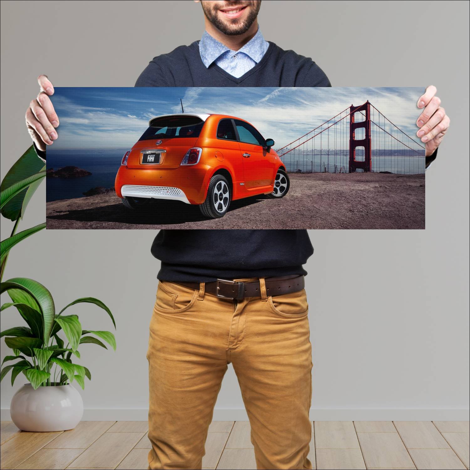 Cuadro grande 30x80cm 2013 fiat 500e 8722 49 Fiat