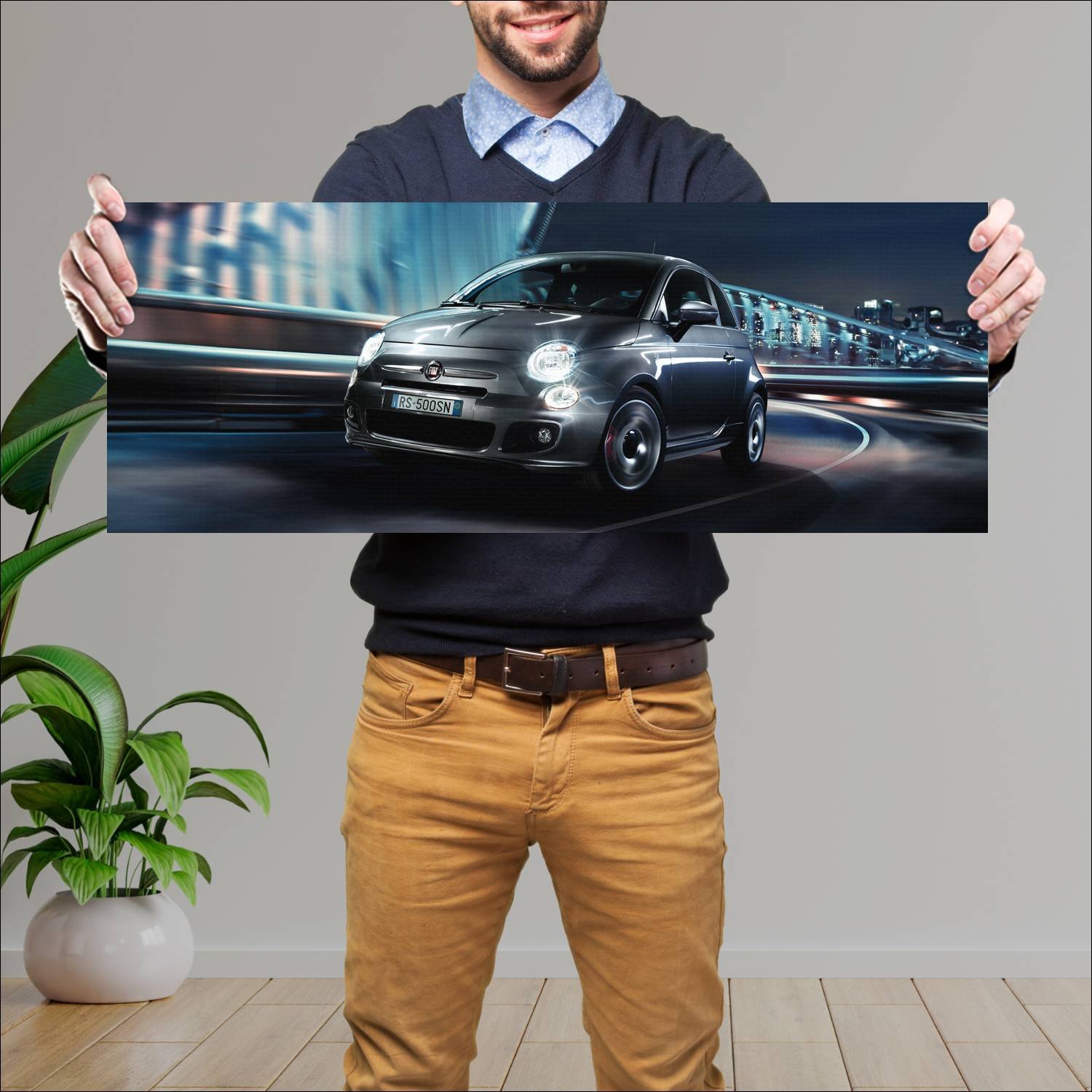 Cuadro grande 30x80cm 2013 fiat 500s 9398 53 Fiat