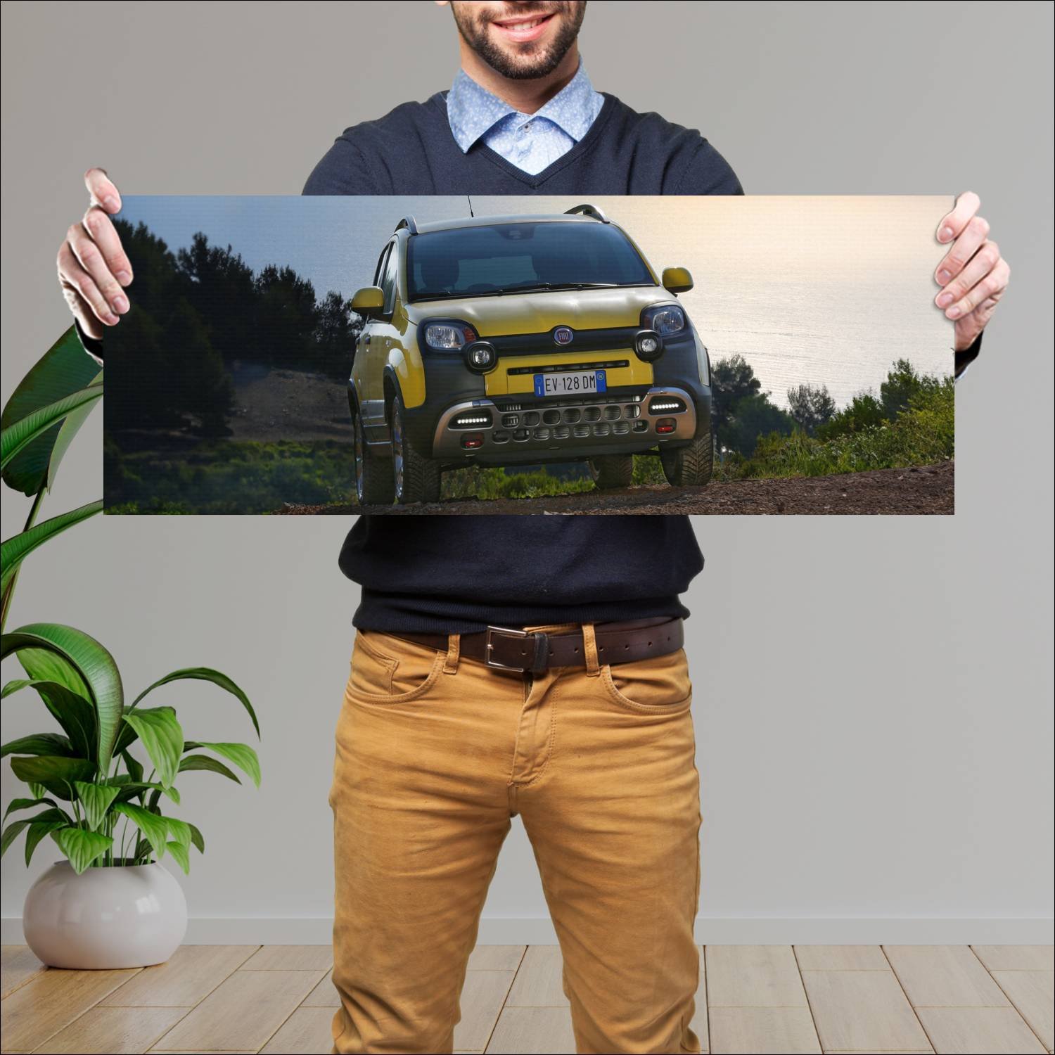 Cuadro grande 30x80cm 2014 fiat panda cross auto 67 Fiat