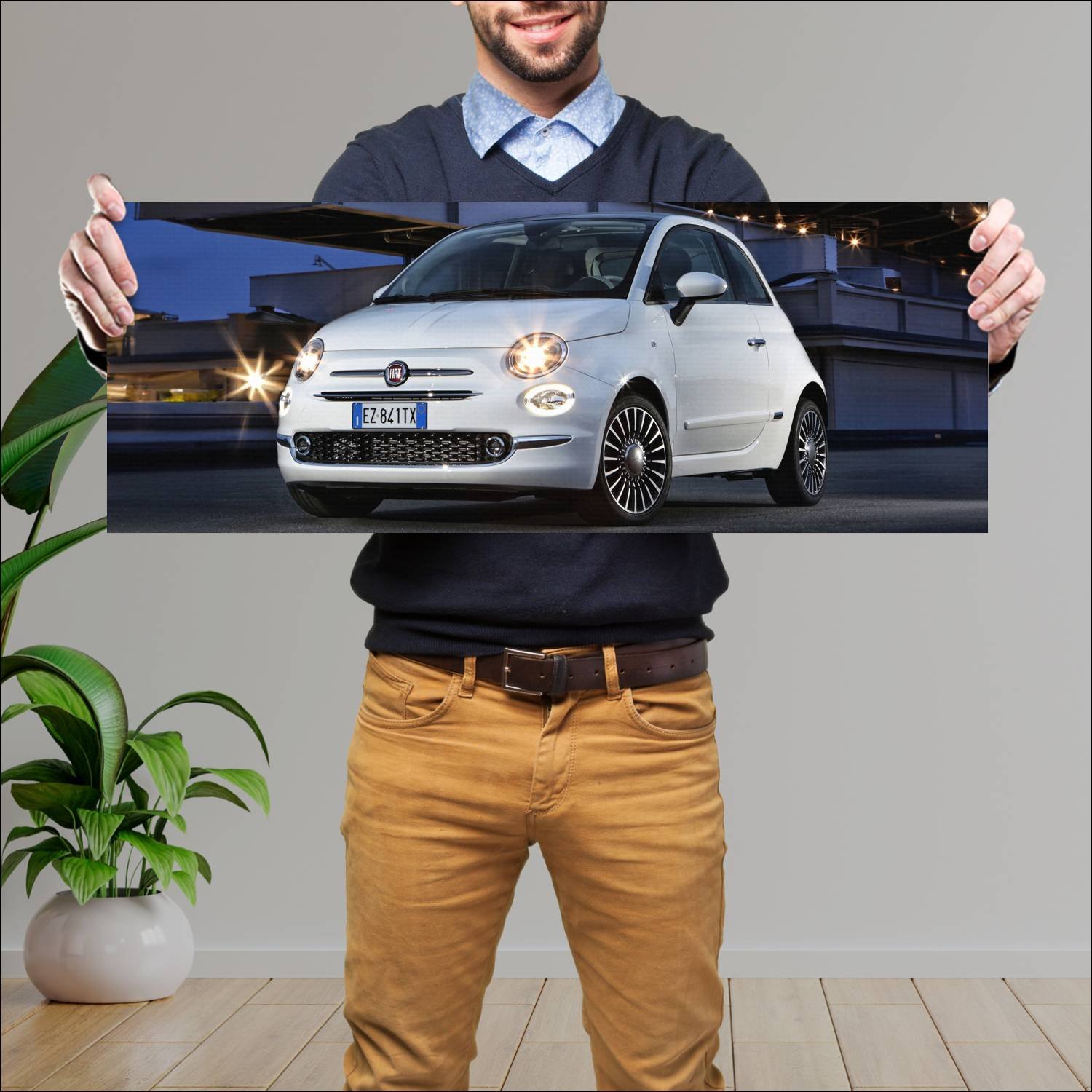 Cuadro grande 30x80cm 2015 fiat 500 auto 70 Fiat