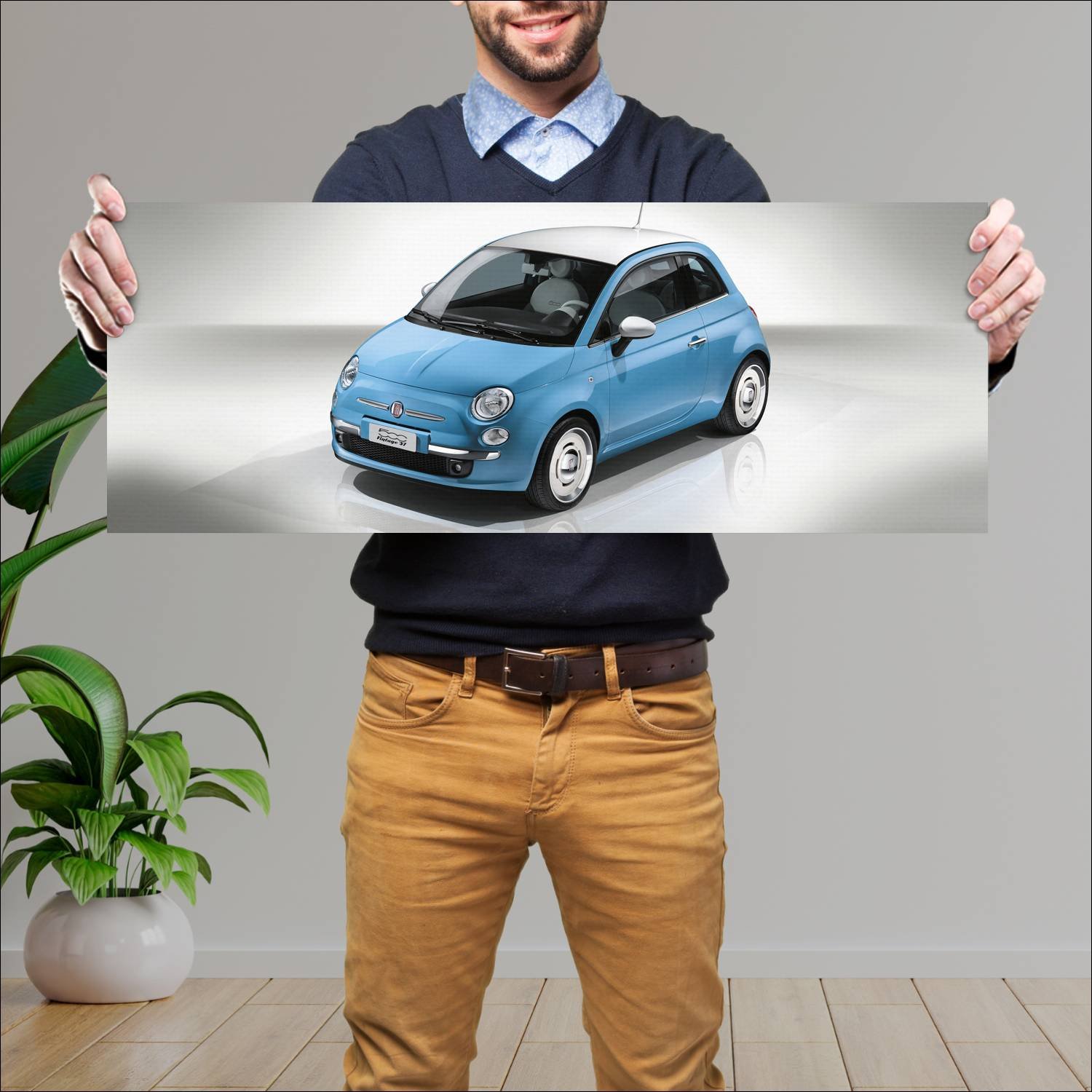 Cuadro grande 30x80cm 2015 fiat 500 vintage 57 209 77 Fiat