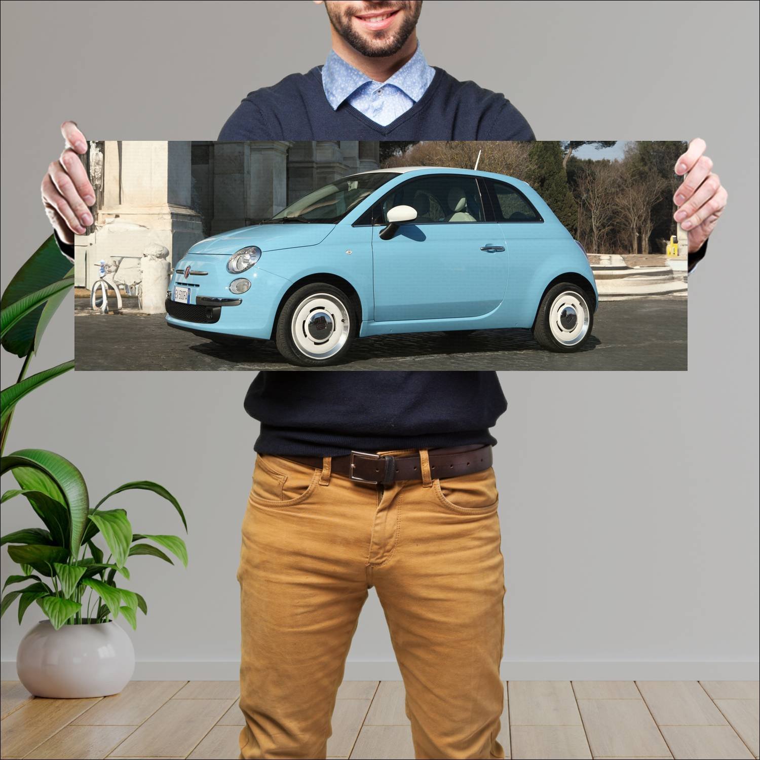 Cuadro grande 30x80cm 2015 fiat 500 vintage 57 211 78 Fiat