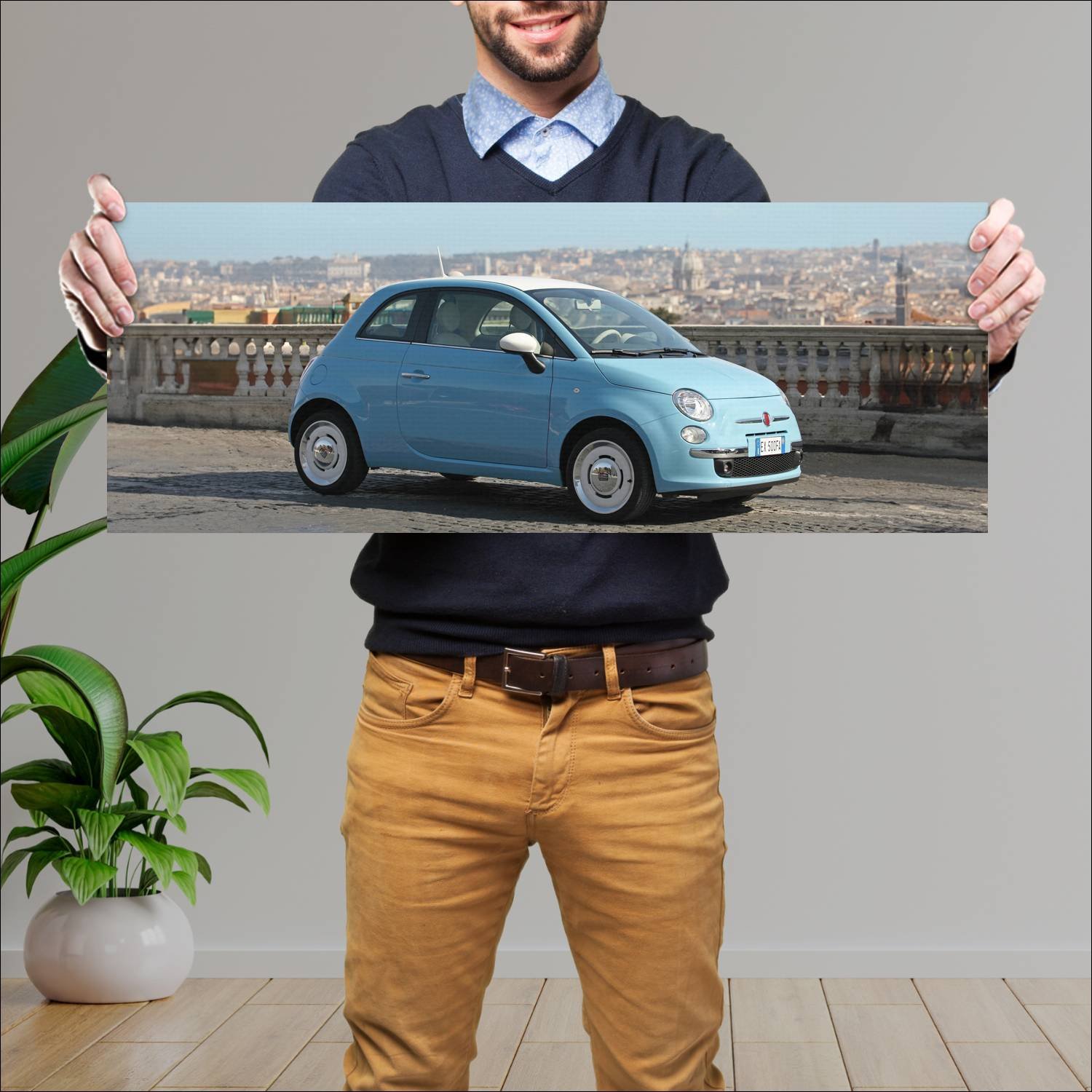 Cuadro grande 30x80cm 2015 fiat 500 vintage 57 211 79 Fiat