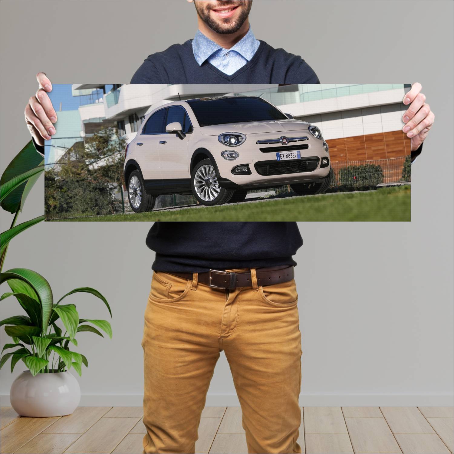 Cuadro grande 30x80cm 2015 fiat 500x auto 81 Fiat