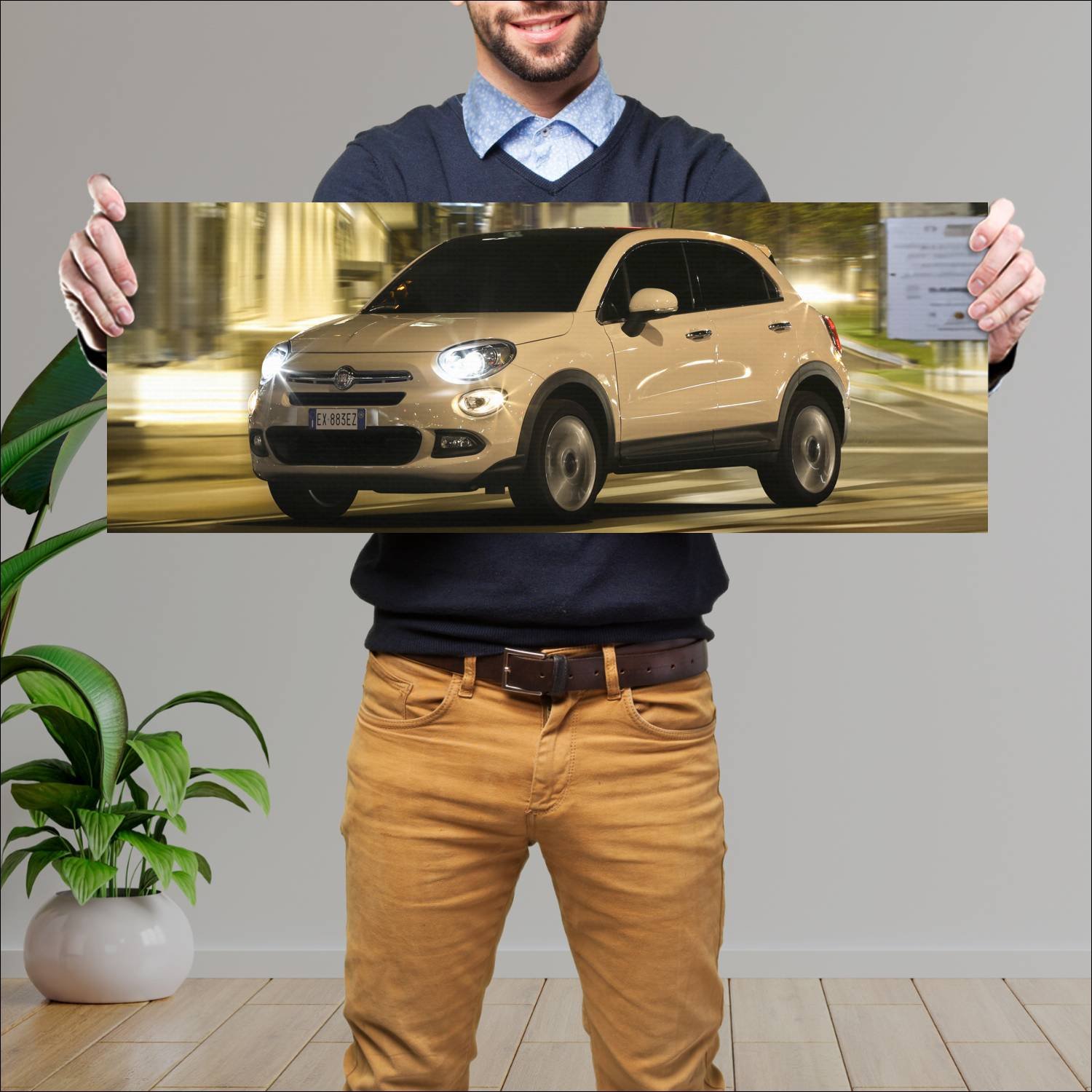 Cuadro grande 30x80cm 2015 fiat 500x auto 82 Fiat