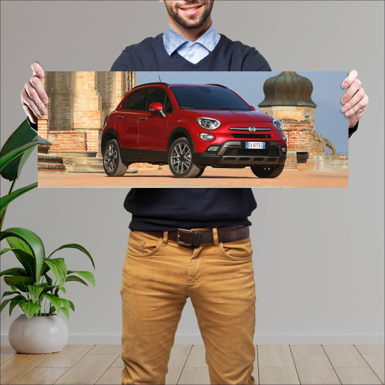 Cuadro grande 30x80cm 2015 fiat 500x cross auto 83 Fiat