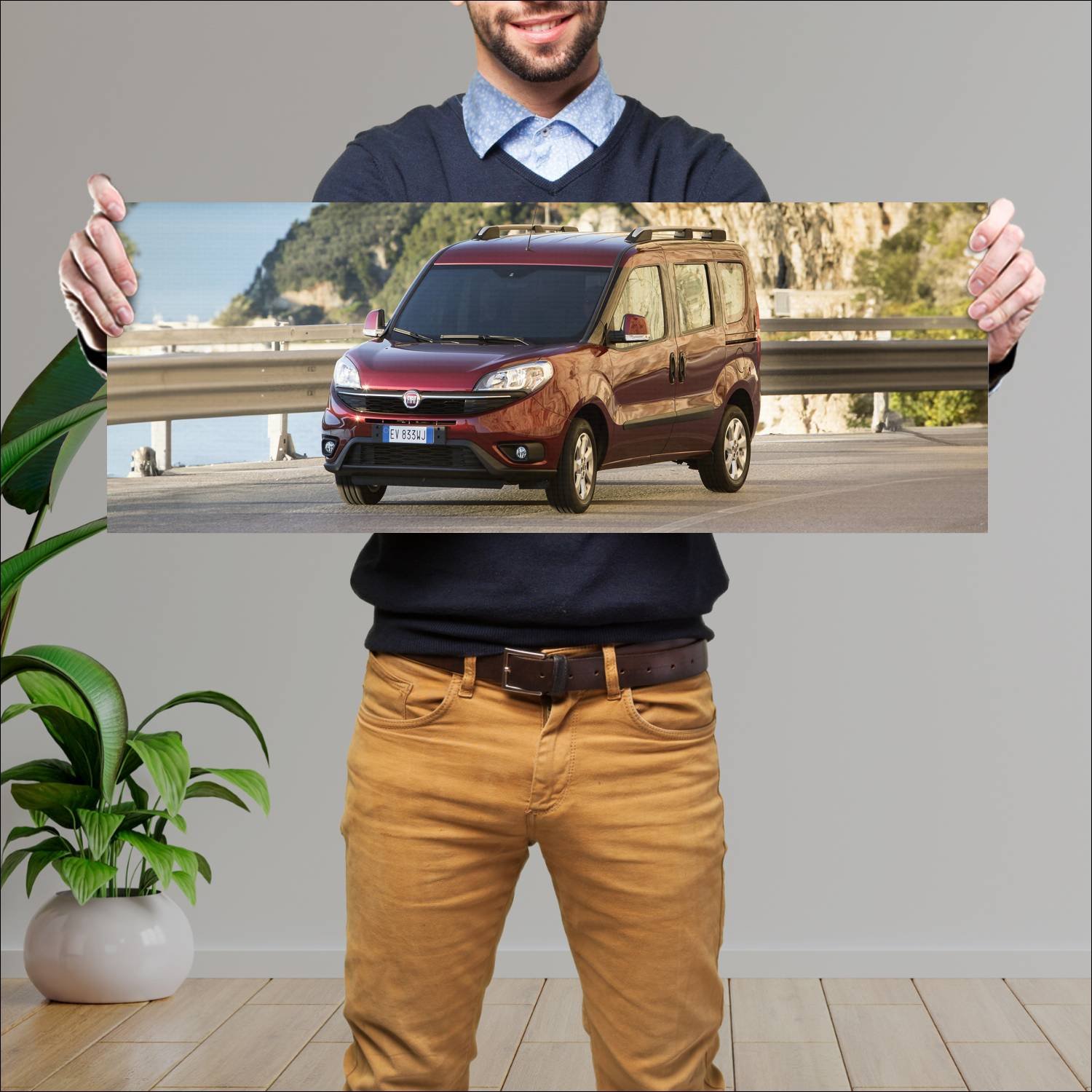 Cuadro grande 30x80cm 2015 fiat doblo auto 84 Fiat