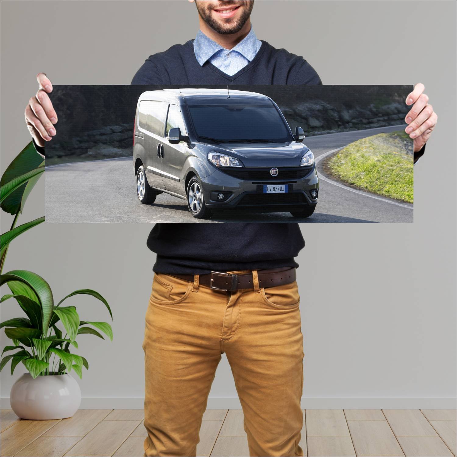 Cuadro grande 30x80cm 2015 fiat doblo cargo auto 86 Fiat