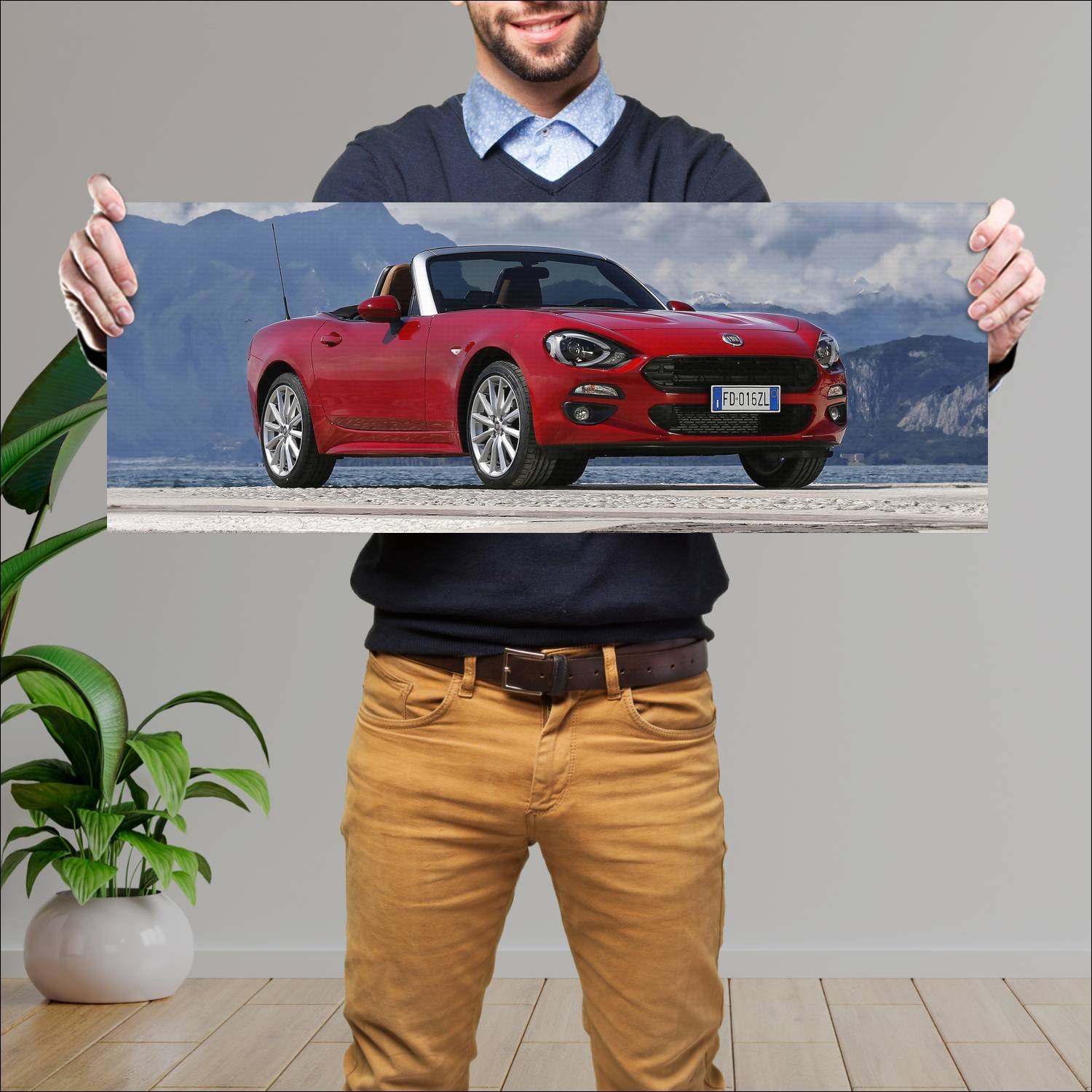 Cuadro grande 30x80cm 2016 fiat 124 spider auto 97 Fiat