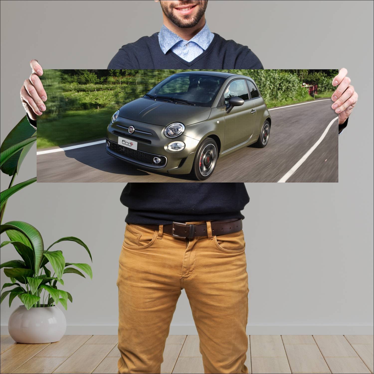 Cuadro grande 30x80cm 2016 fiat 500 s auto 98 Fiat