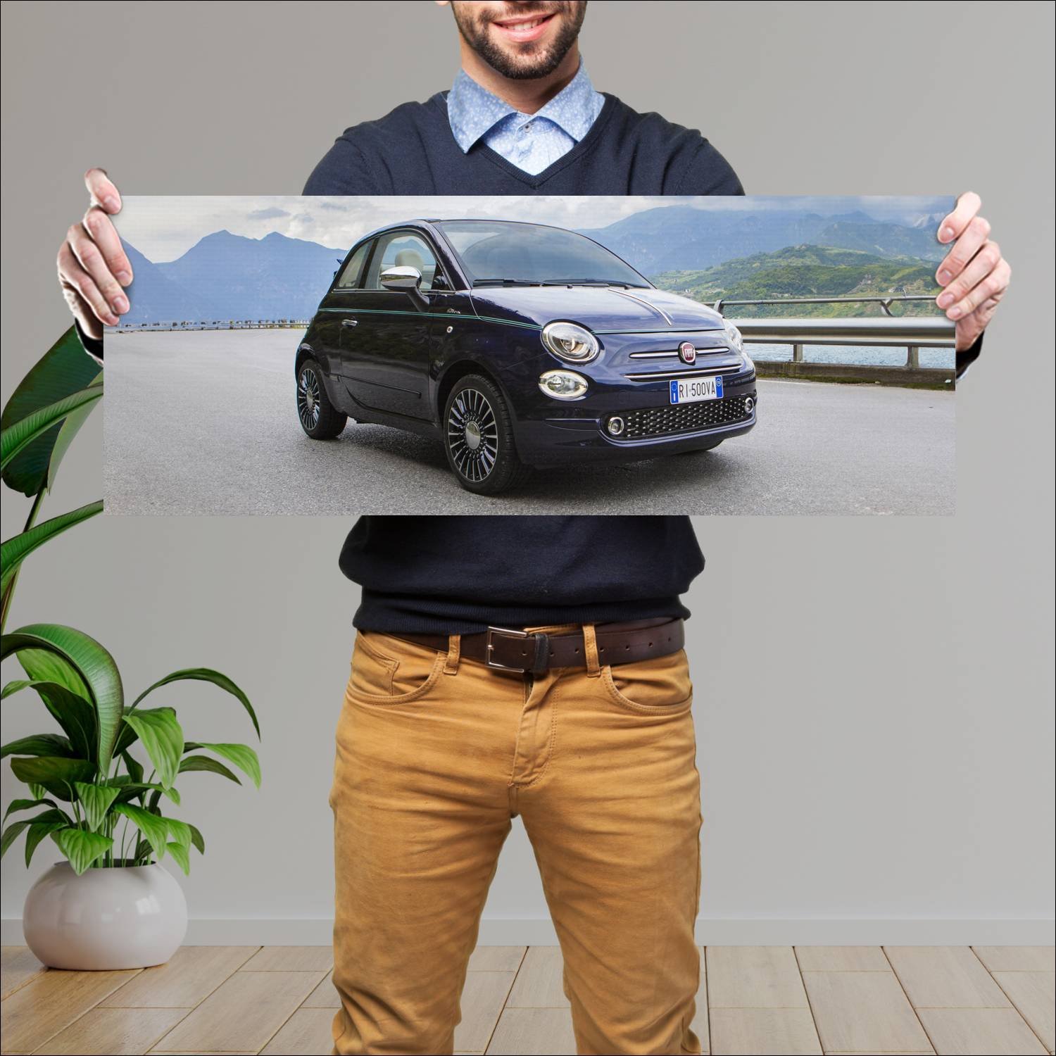 Cuadro grande 30x80cm 2016 fiat 500c riva auto 101 Fiat