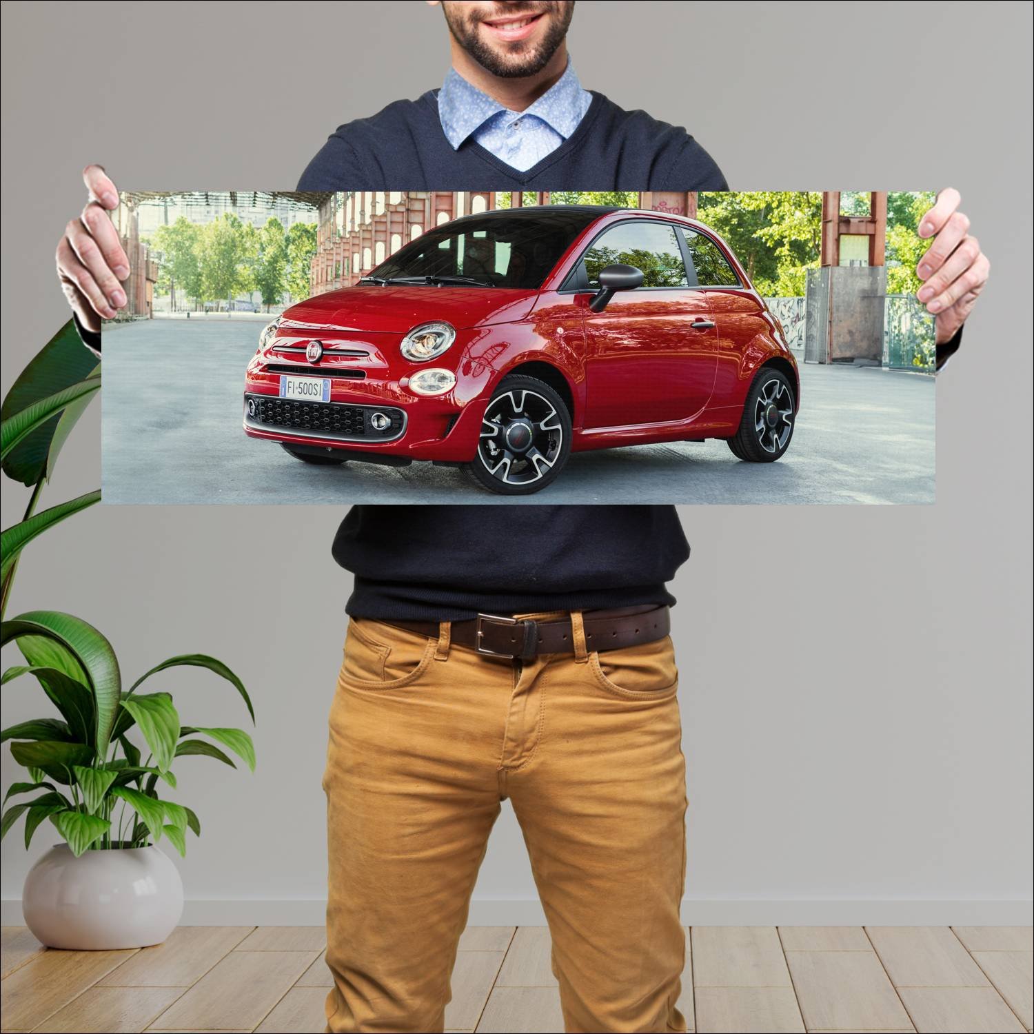 Cuadro grande 30x80cm 2016 fiat 500c s auto 103 Fiat