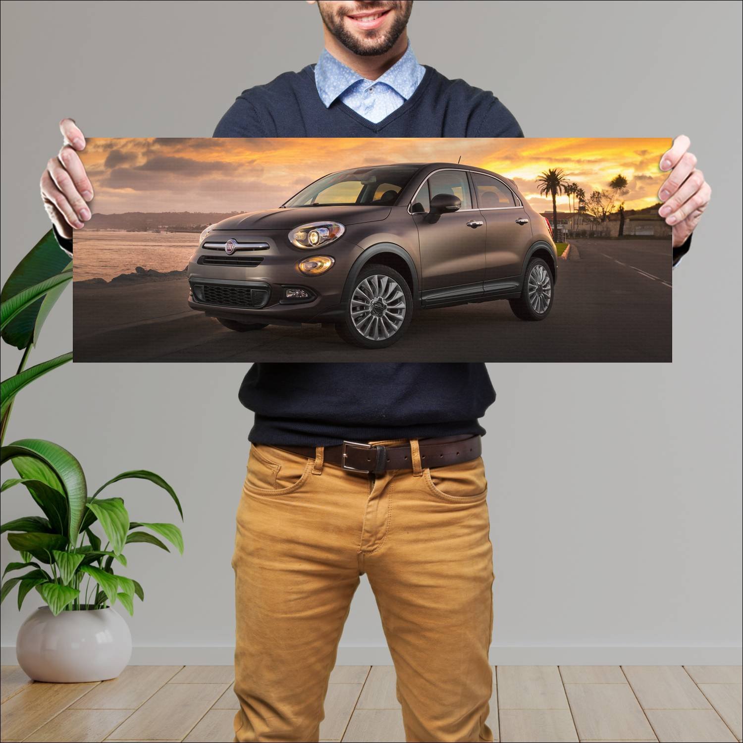 Cuadro grande 30x80cm 2016 fiat 500x us auto 105 Fiat