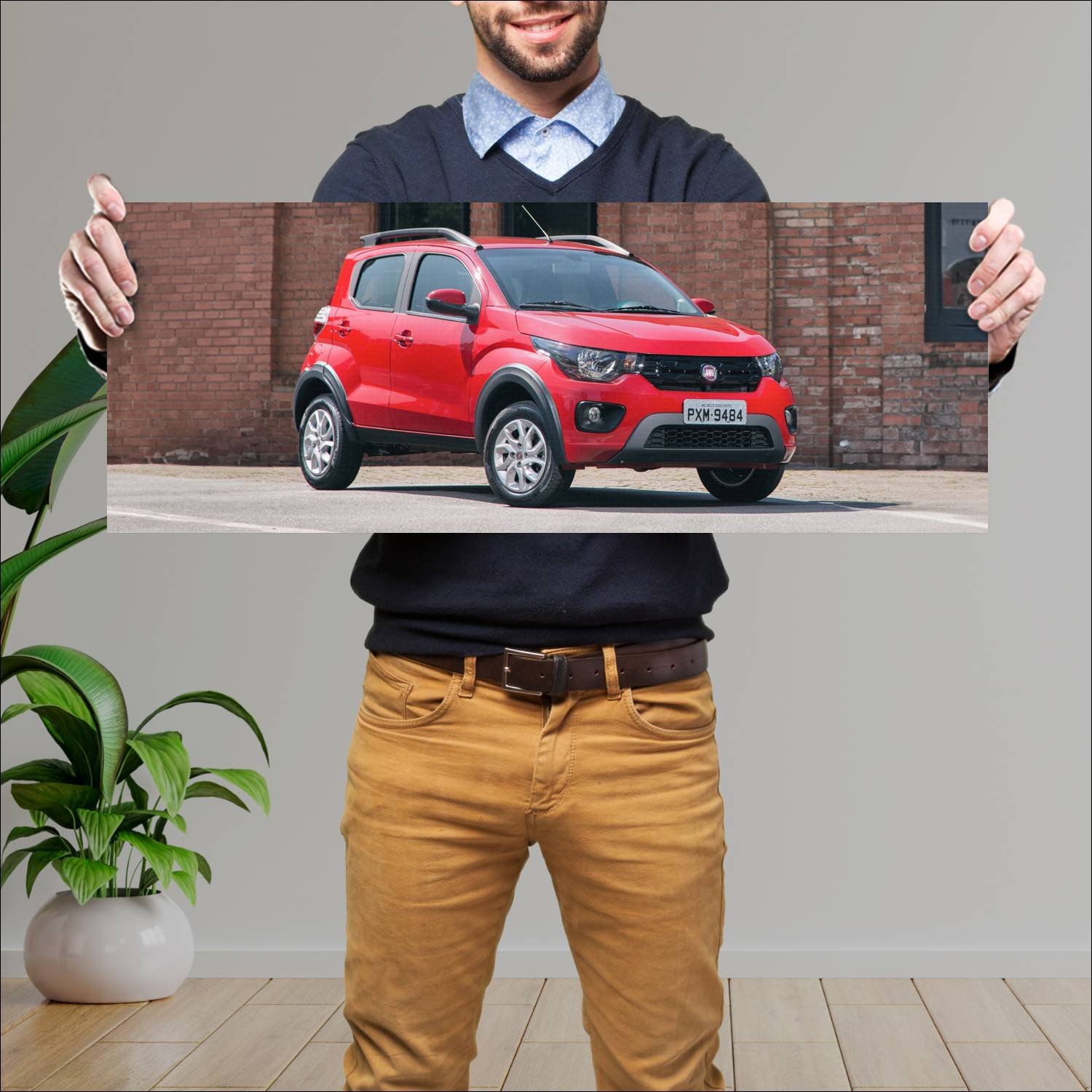 Cuadro grande 30x80cm 2016 fiat mobi way auto 112 Fiat
