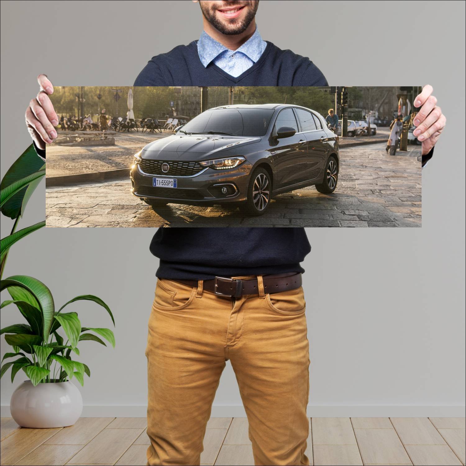 Cuadro grande 30x80cm 2016 fiat tipo 5 door auto 113 Fiat