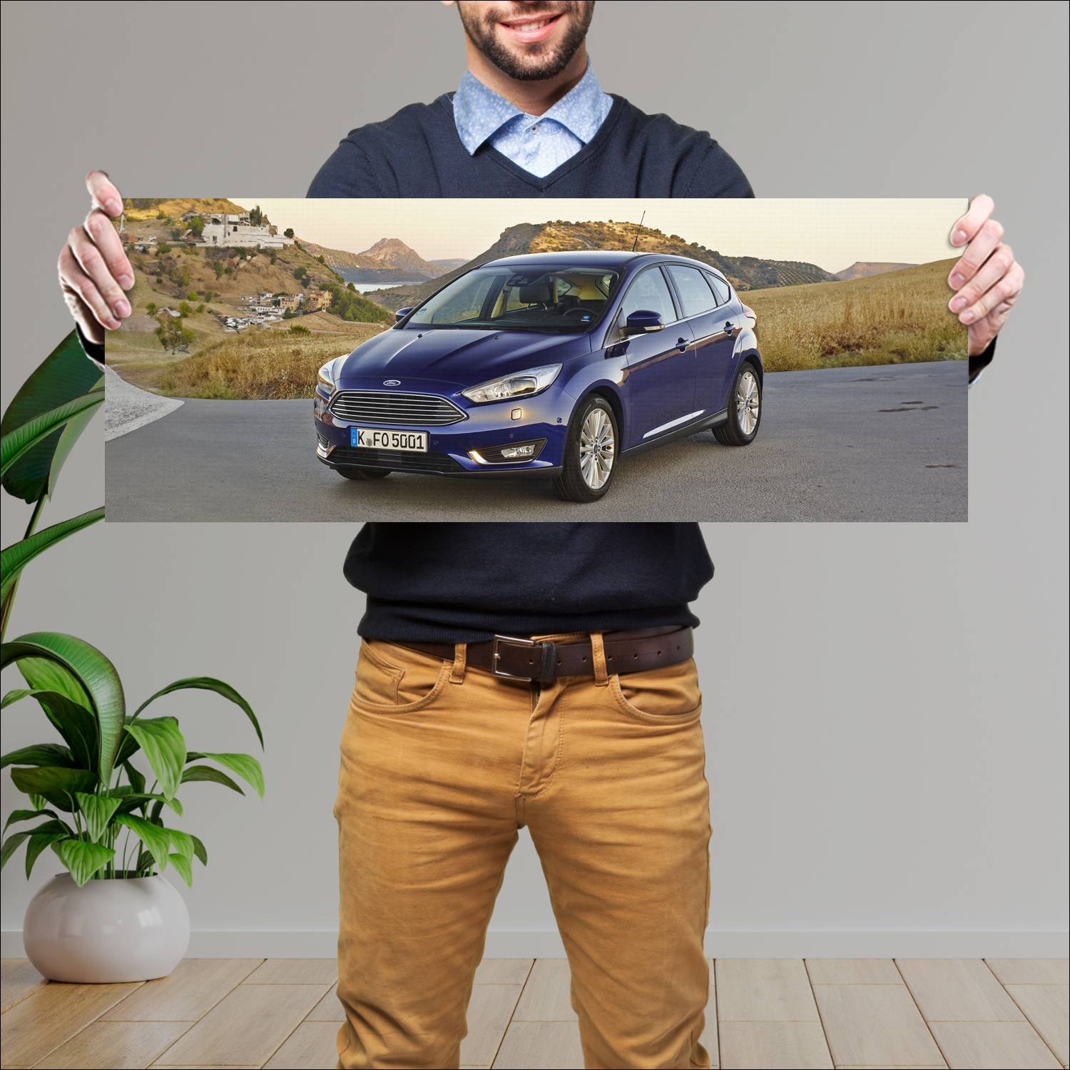 Cuadro grande 30x80cm 2014 ford focus auto 89 Ford
