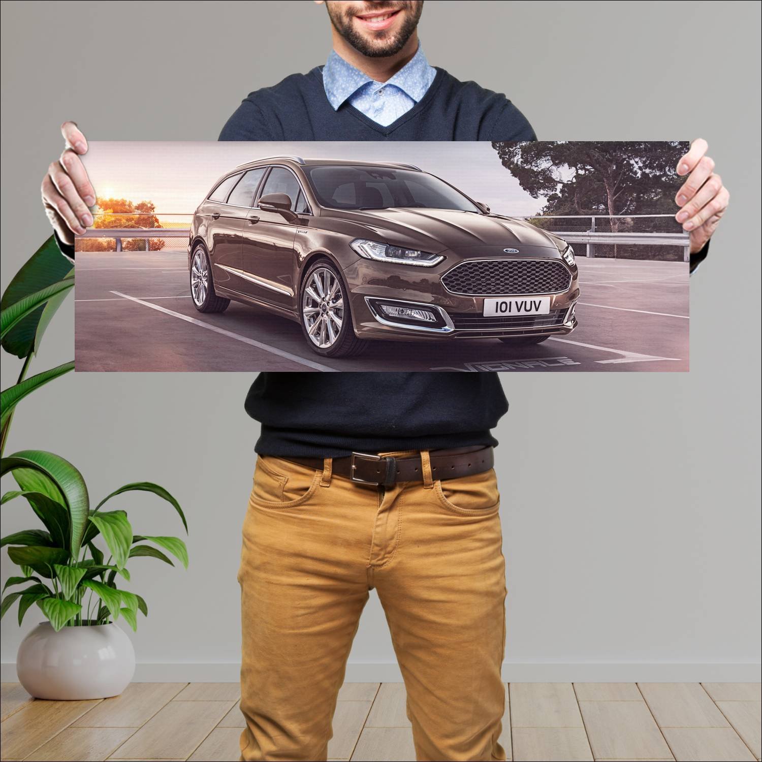 Cuadro grande 30x80cm 2015 ford vignale mondeo tur 143 Ford