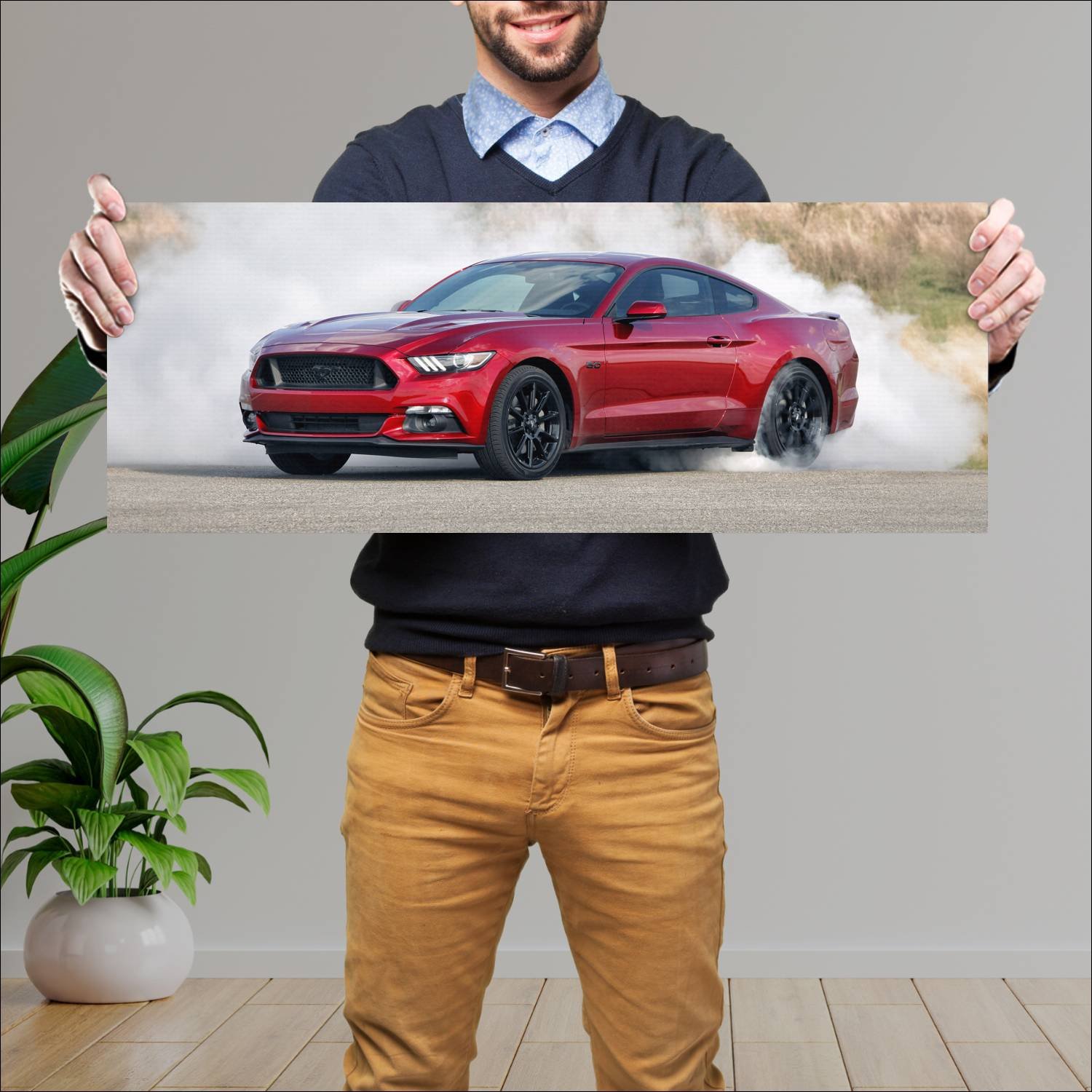 Cuadro grande 30x80cm 2016 ford mustang gt black a 161 Ford