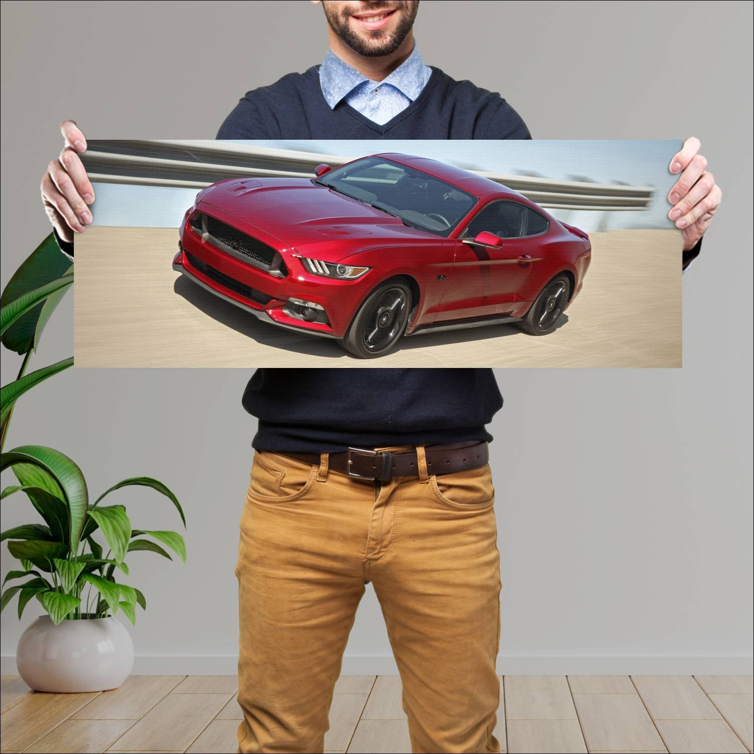 Cuadro grande 30x80cm 2016 ford mustang gt black a 162 Ford