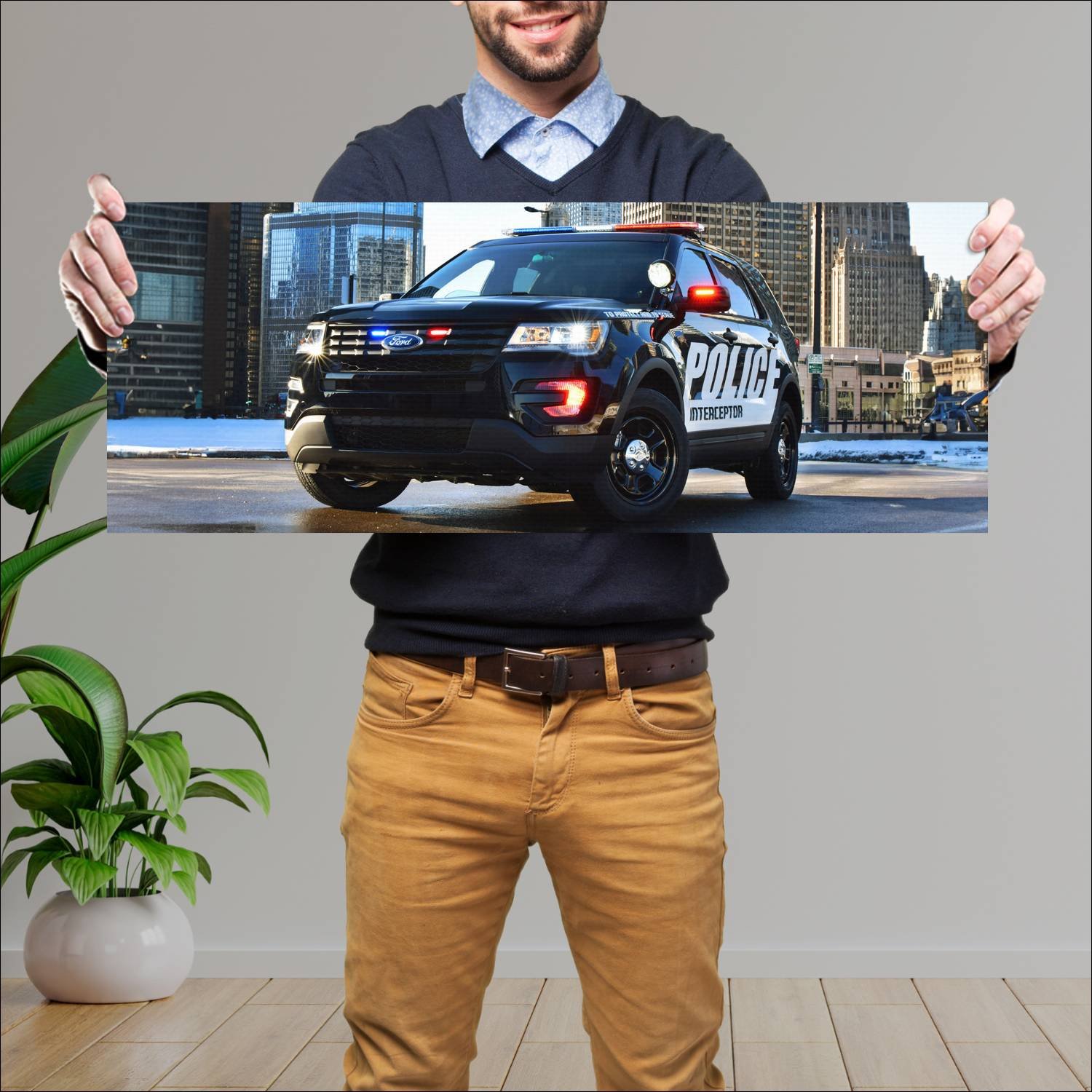 Cuadro grande 30x80cm 2016 ford police interceptor 166 Ford