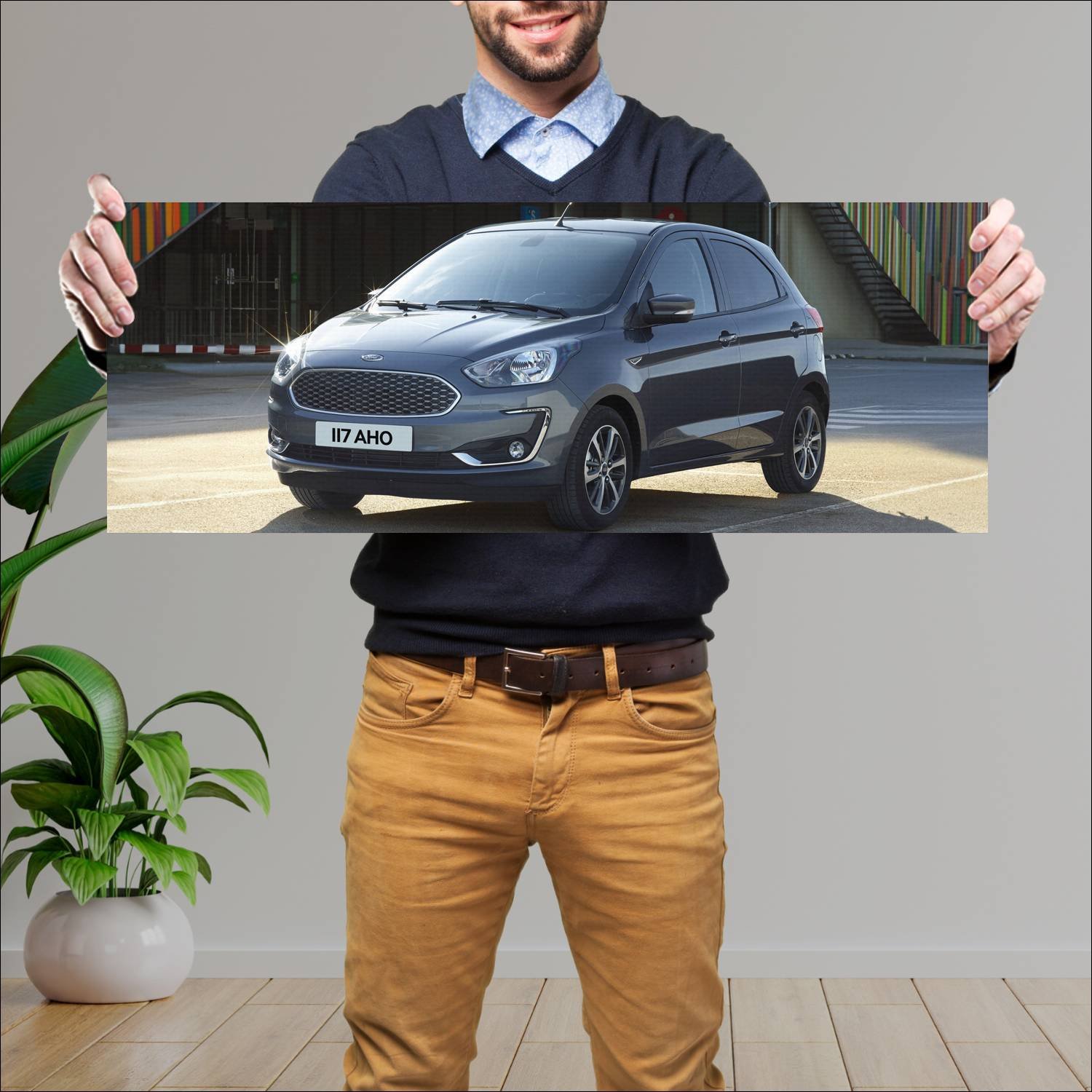 Cuadro grande 30x80cm 2018 ford ka plus auto 253 Ford