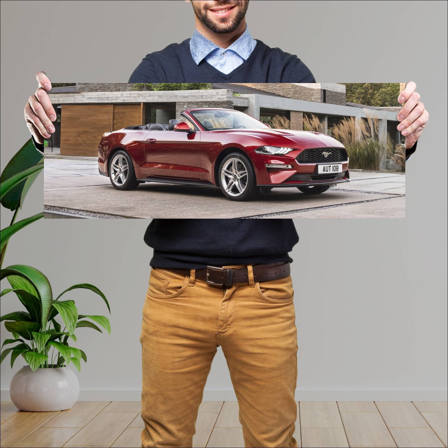 Cuadro grande 30x80cm 2018 ford mustang convertibl 256 Ford