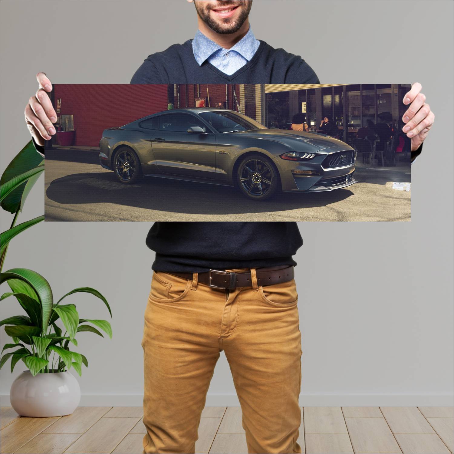 Cuadro grande 30x80cm 2018 ford mustang gt auto 259 Ford