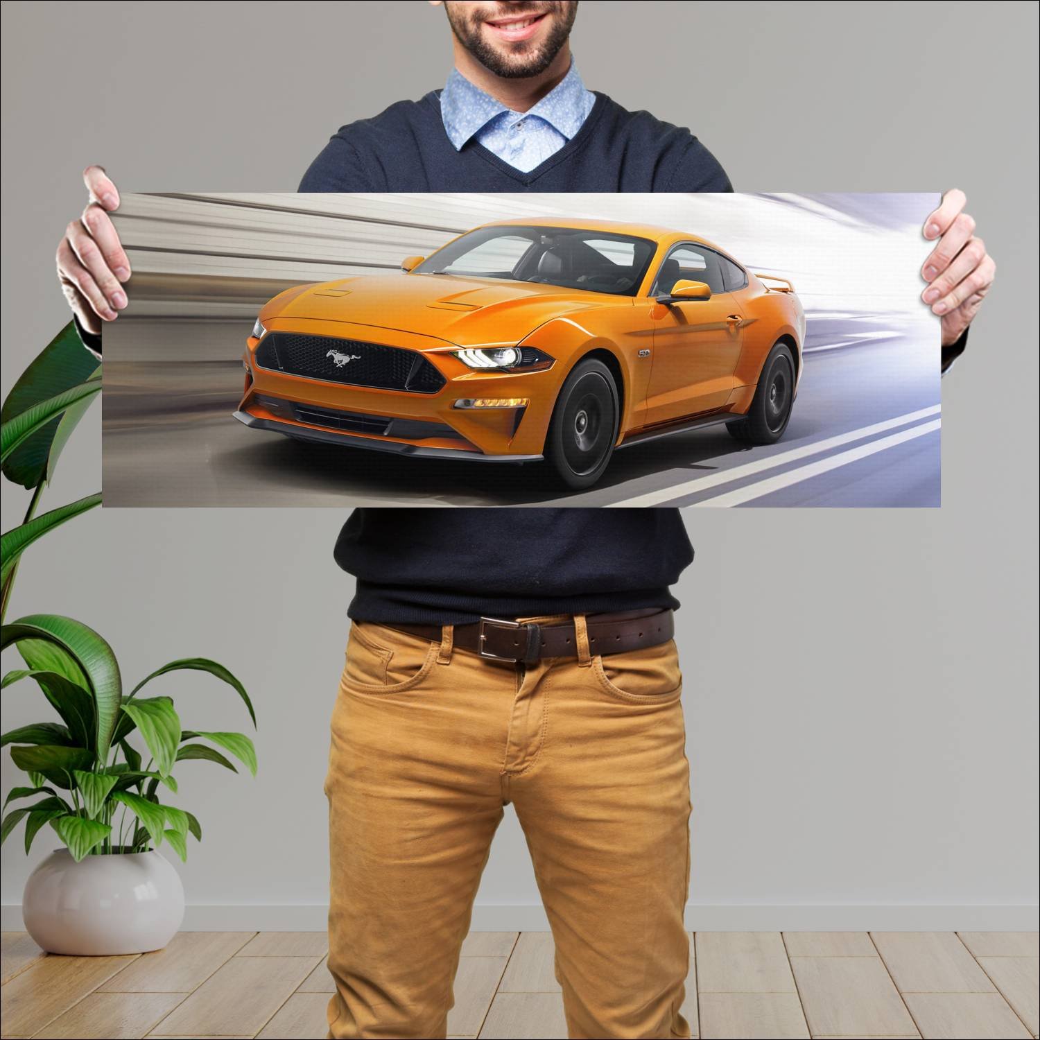 Cuadro grande 30x80cm 2018 ford mustang gt auto 260 Ford