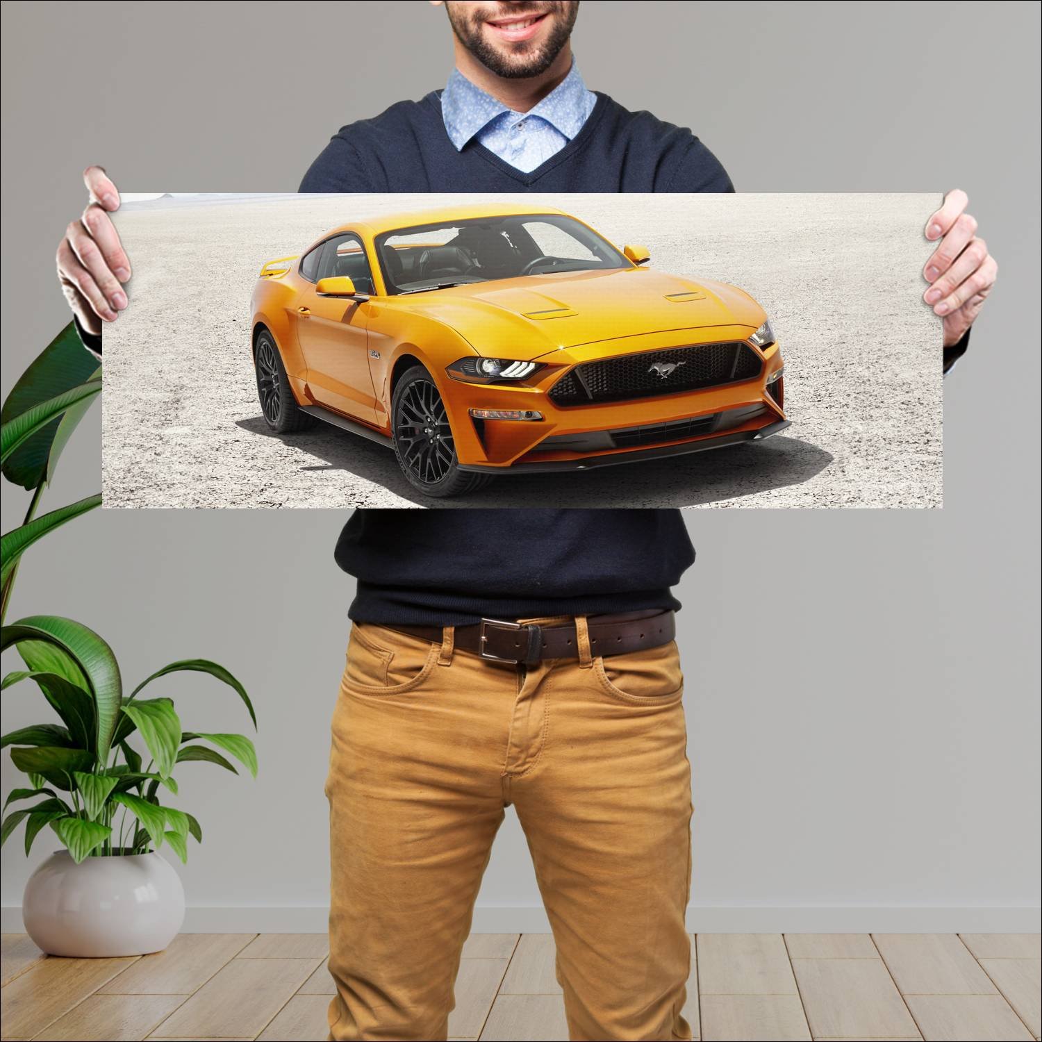 Cuadro grande 30x80cm 2018 ford mustang gt auto 261 Ford