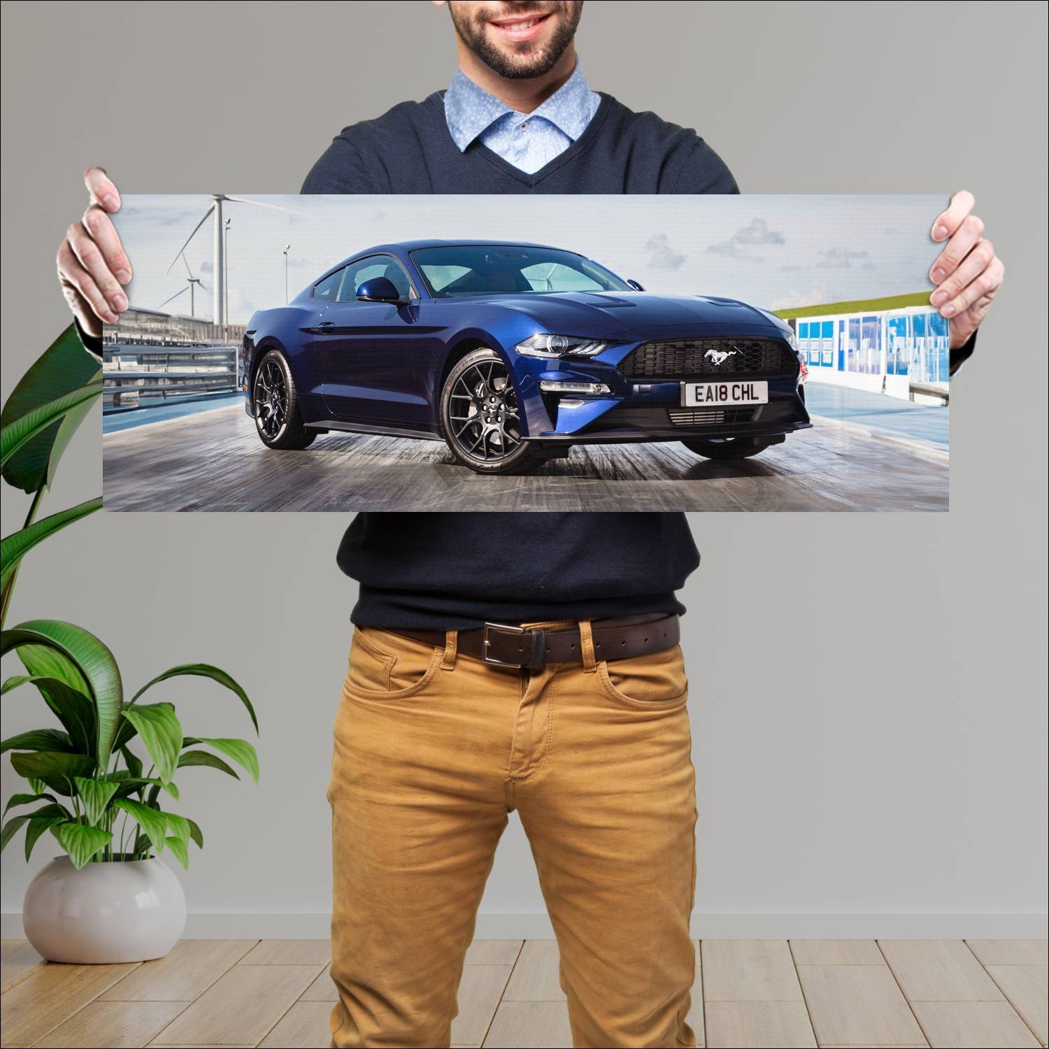 Cuadro grande 30x80cm 2018 ford mustang uk auto 270 Ford