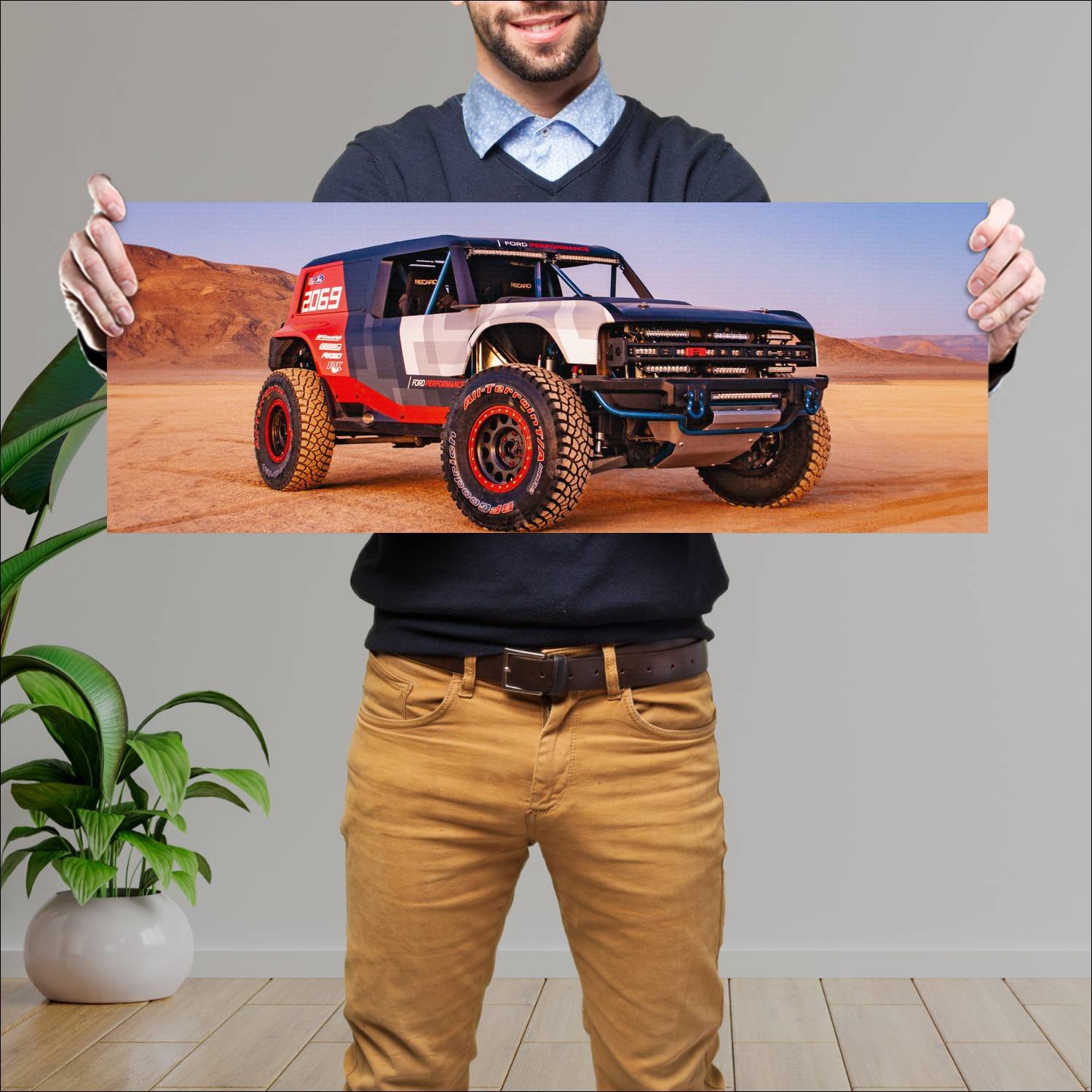 Cuadro grande 30x80cm 2019 ford bronco r race prot 281 Ford