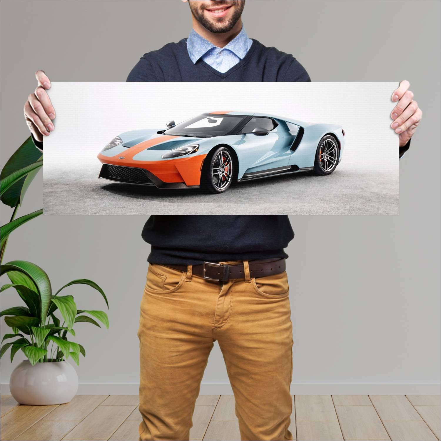 Cuadro grande 30x80cm 2019 ford gt heritage editio 302 Ford