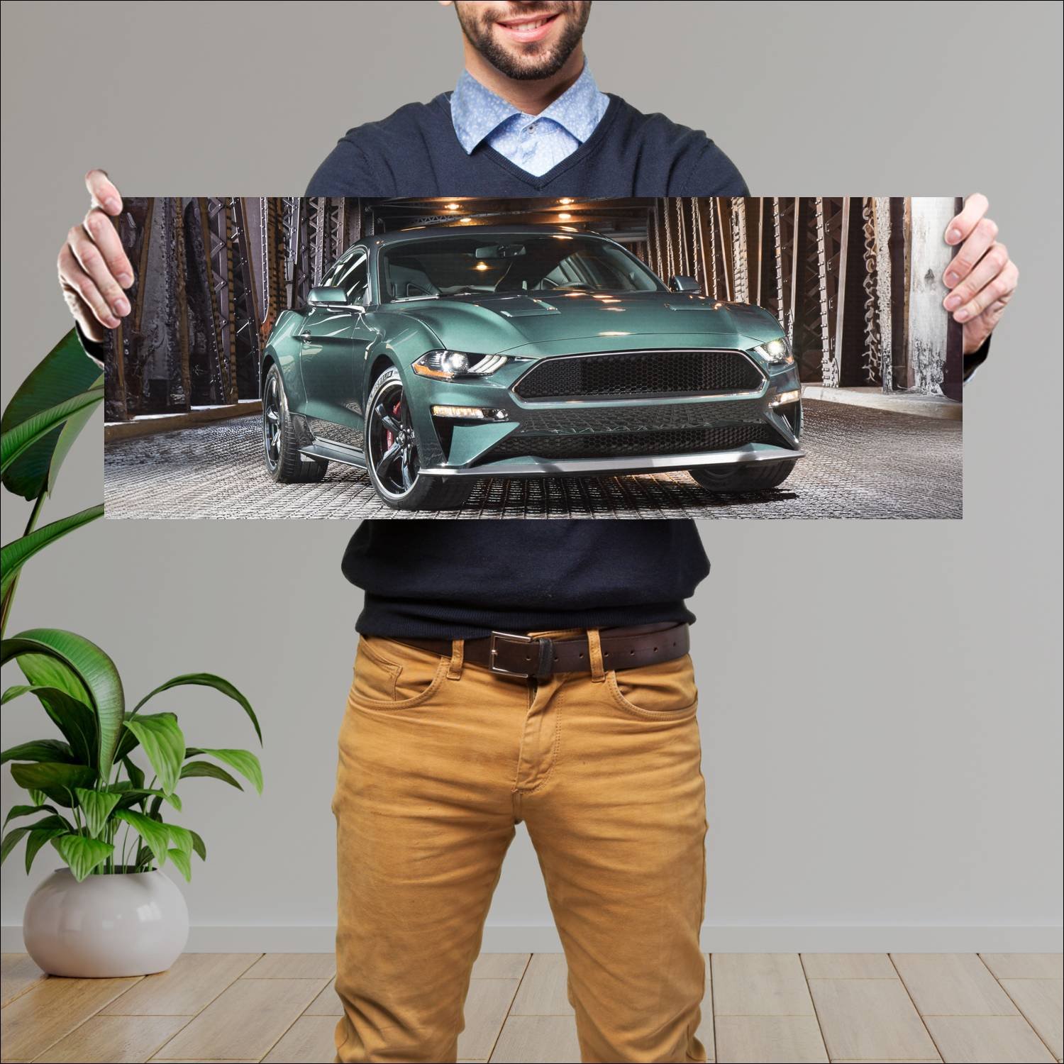 Cuadro grande 30x80cm 2019 ford mustang bullitt 75 305 Ford