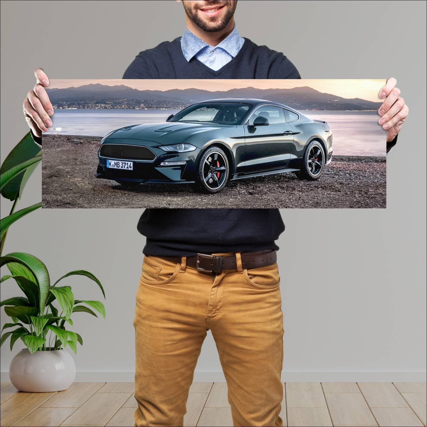 Cuadro grande 30x80cm 2019 ford mustang bullitt eu 307 Ford