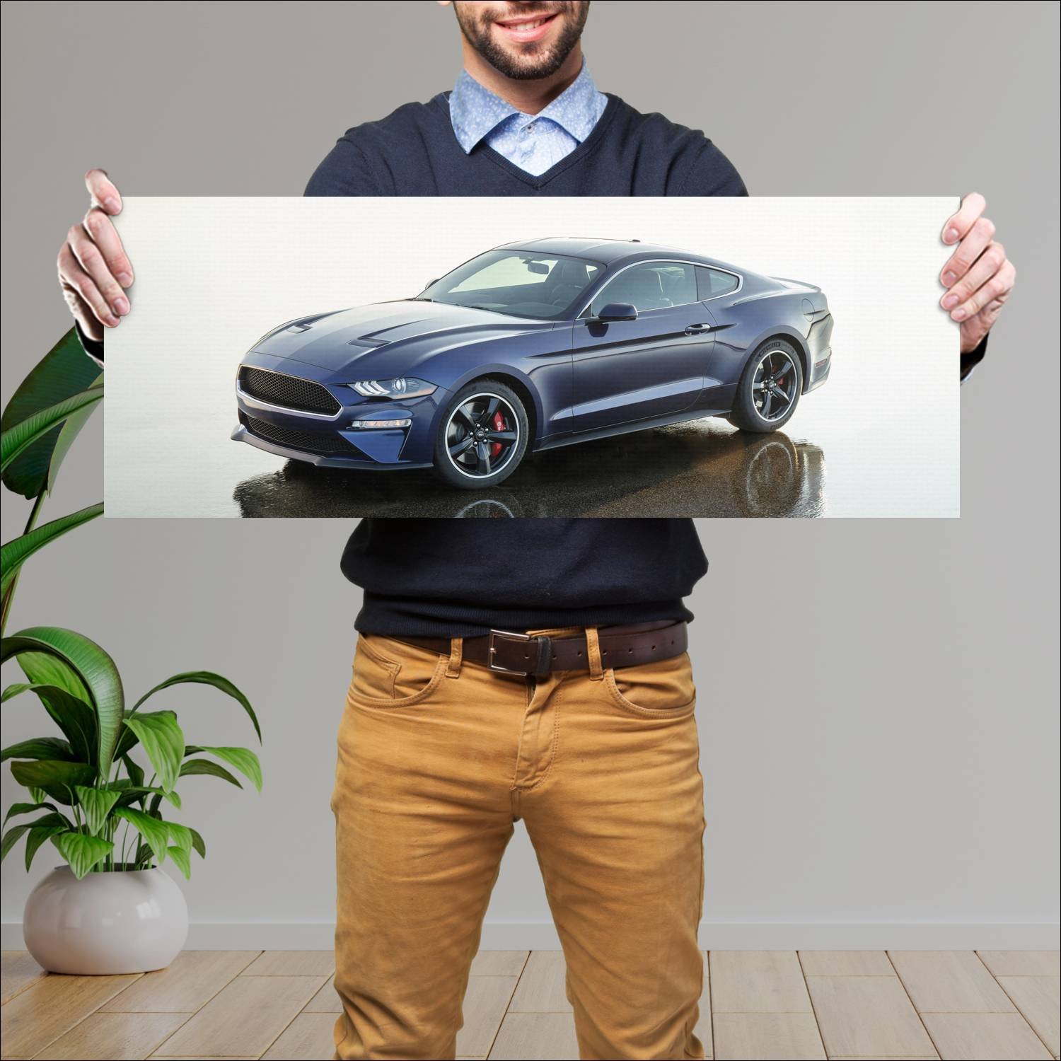 Cuadro grande 30x80cm 2019 ford mustang bullitt ko 308 Ford