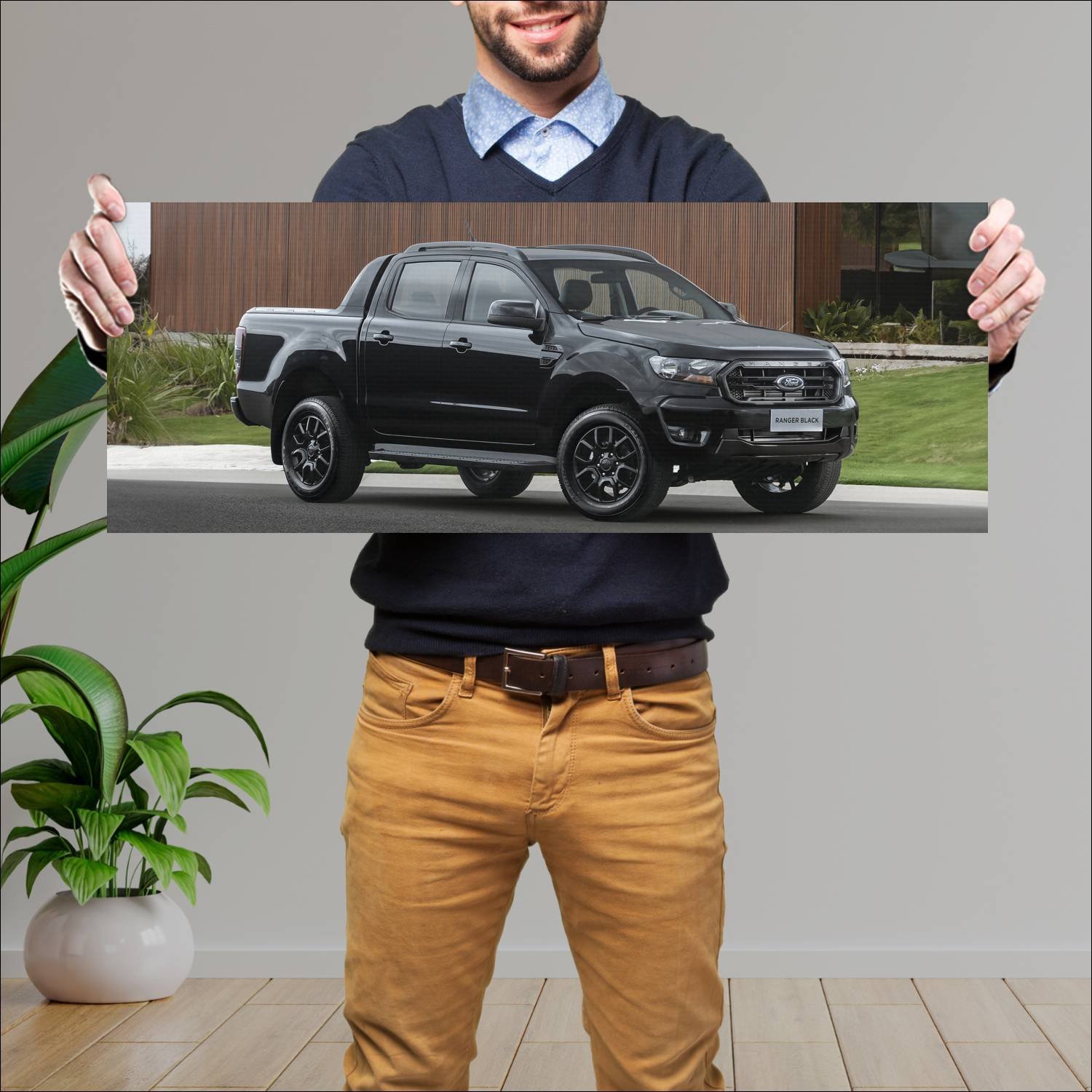 Cuadro grande 30x80cm 2021 ford ranger black doubl 369 Ford