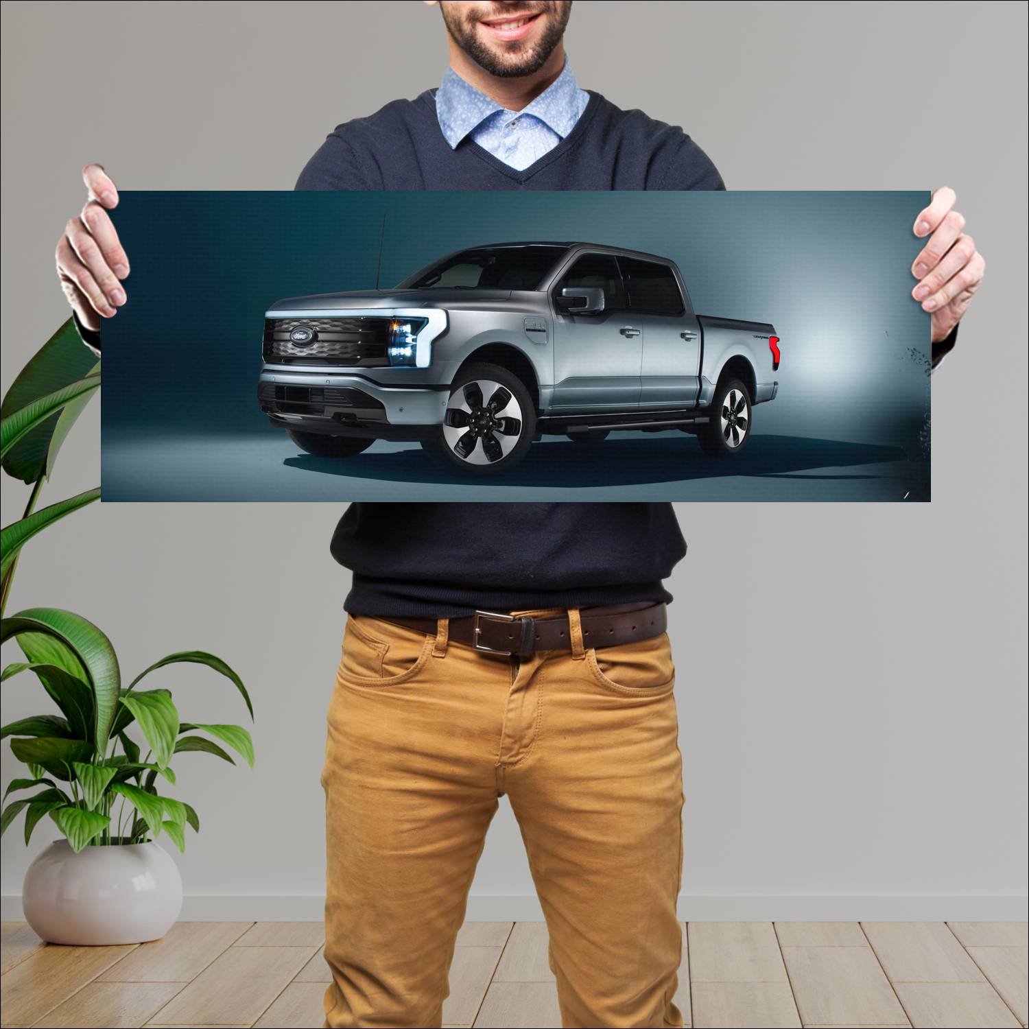 Cuadro grande 30x80cm 2022 ford f 150 lightning pl 385 Ford