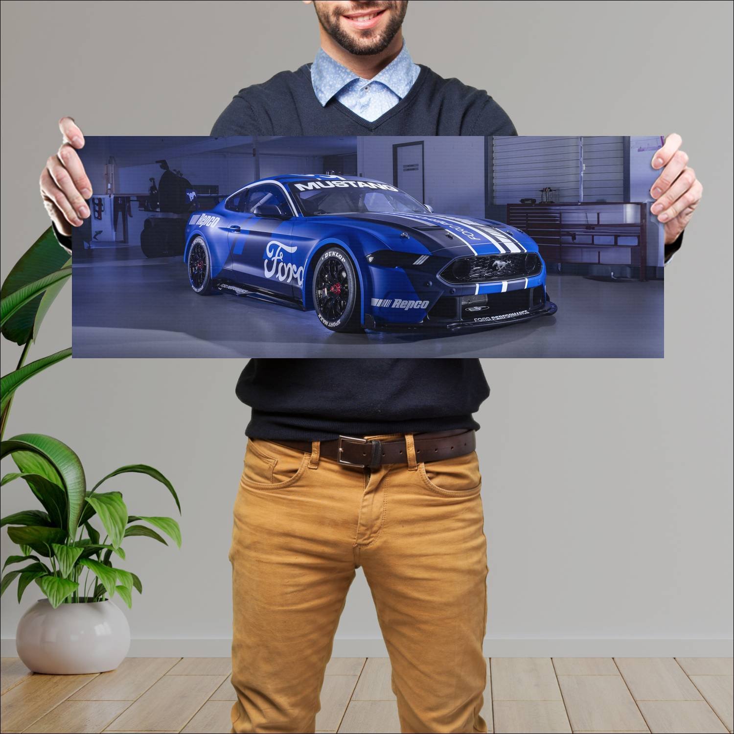 Cuadro grande 30x80cm 2022 ford mustang gt superca 402 Ford