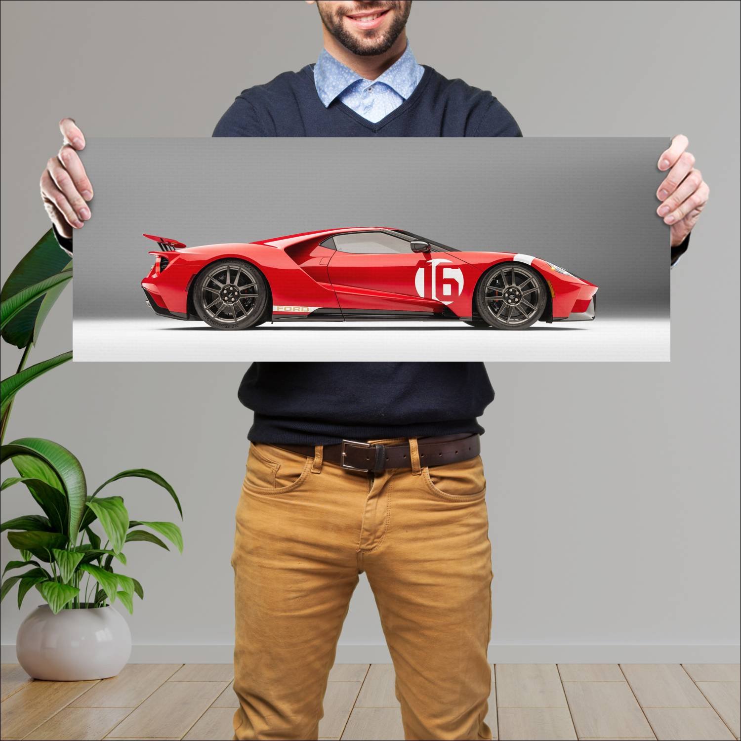 Cuadro grande 30x80cm 2022 Ford GT Alan Mann Heritage ED004 Ford