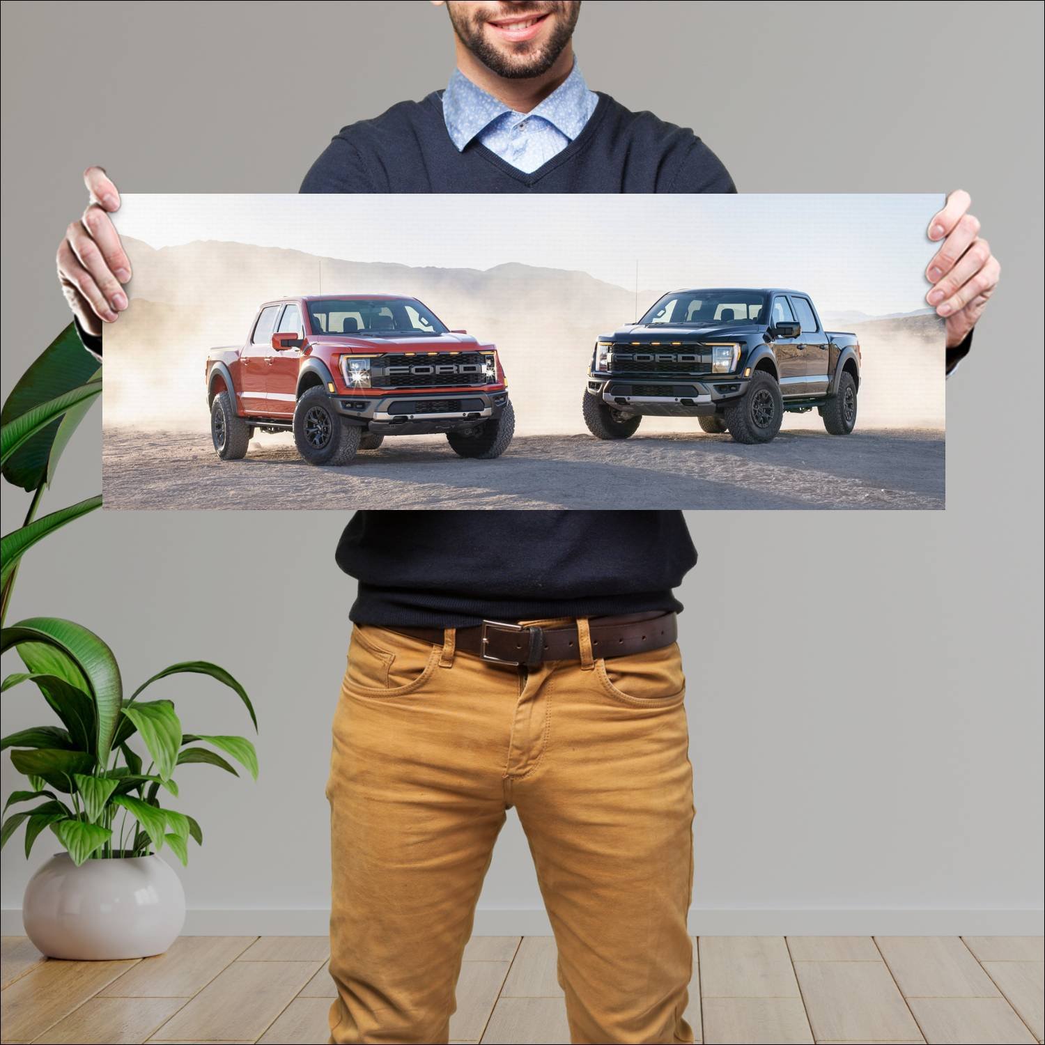 Cuadro grande 30x80cm 2021 Ford F 150 Raptor 007 Ford