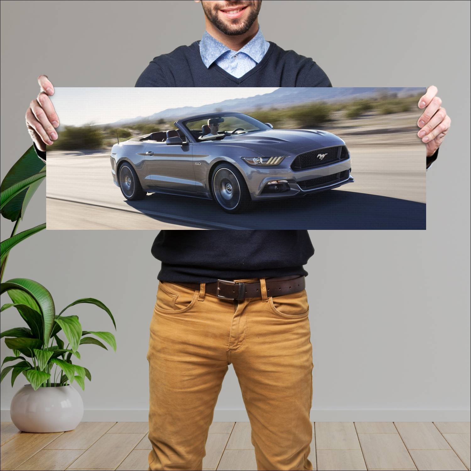 Cuadro grande 30x80cm 2015 ford mustang gt convertible Ford