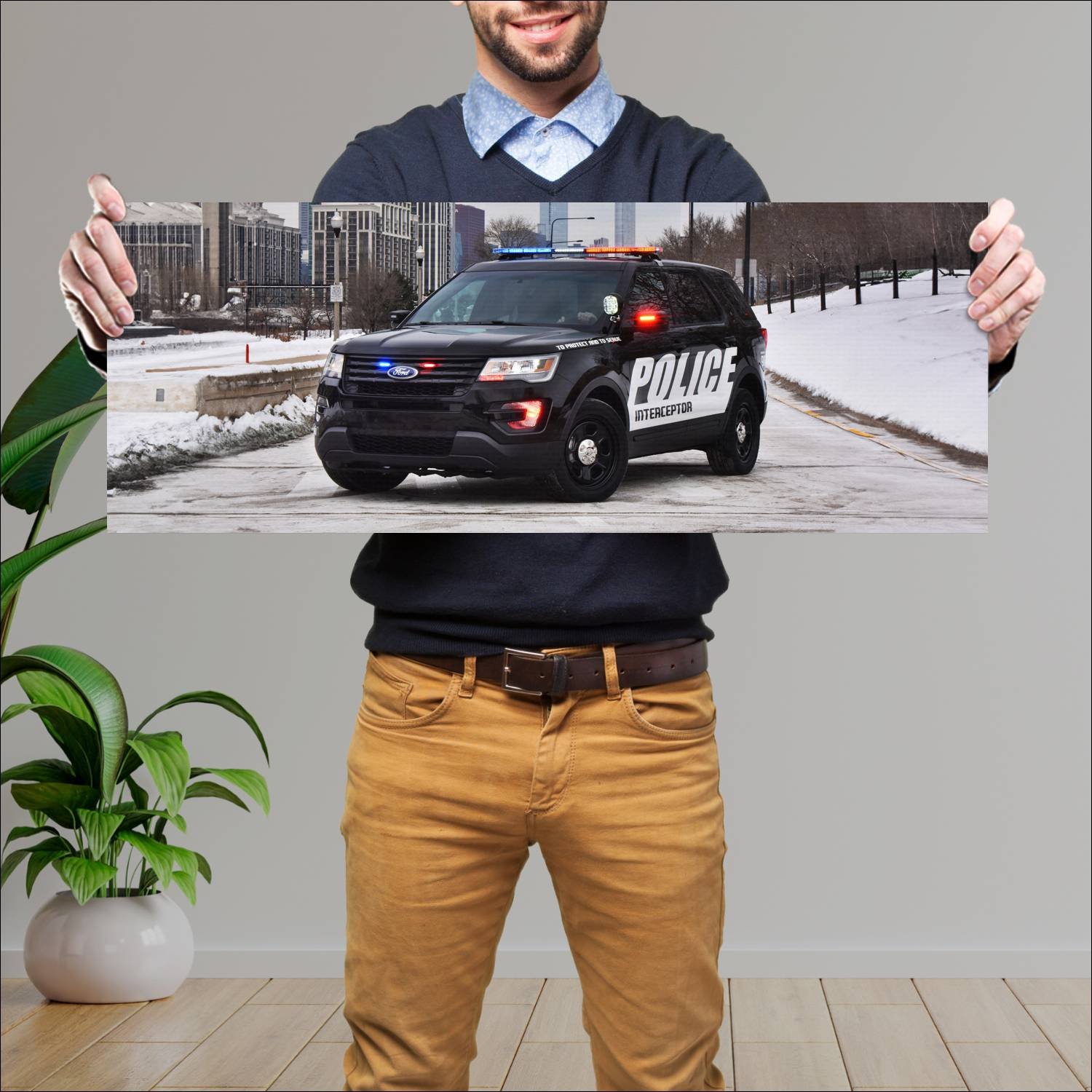 Cuadro grande 30x80cm 2016 ford police interceptor Ford