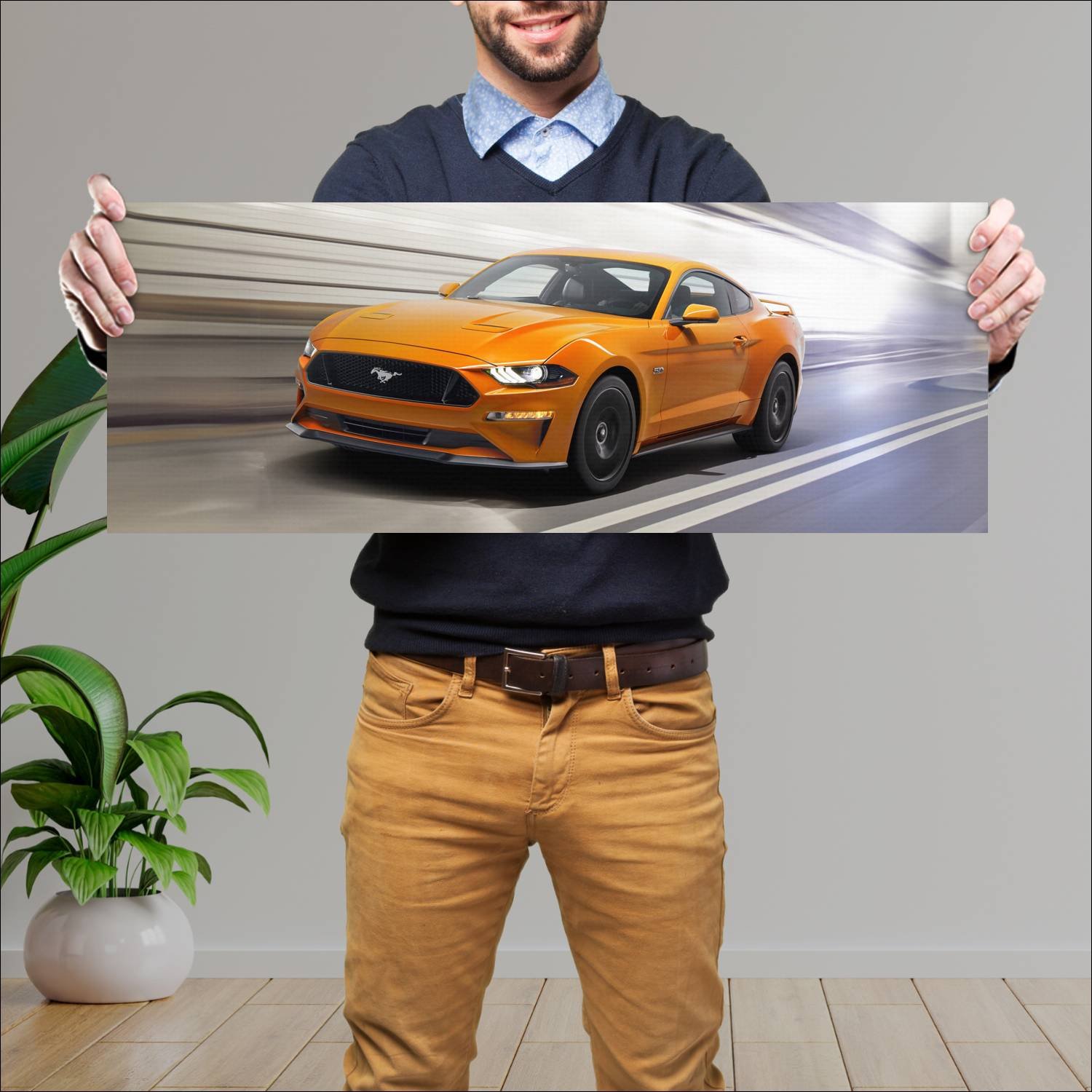 Cuadro grande 30x80cm 2018 ford mustang gt Ford