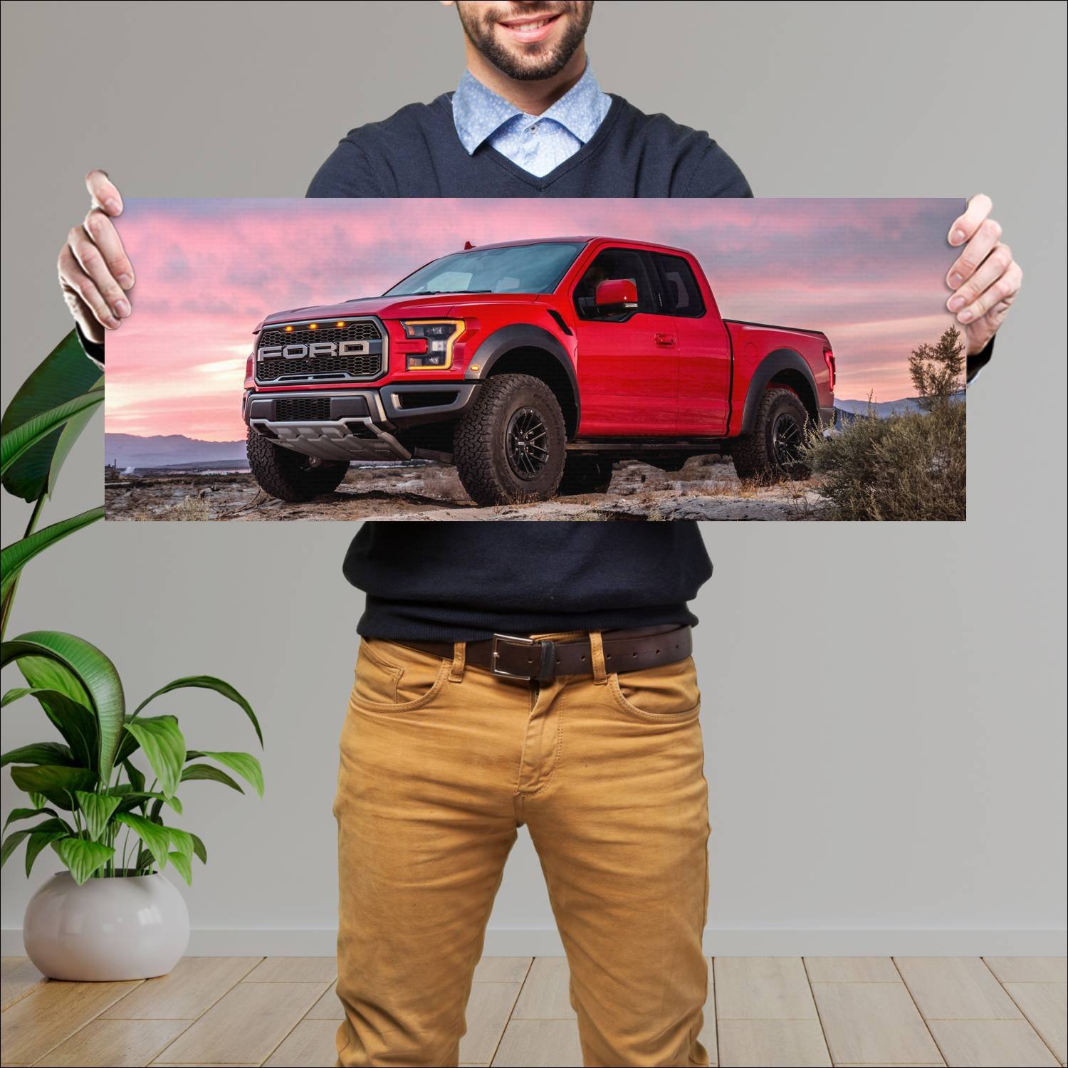 Cuadro grande 30x80cm 2019 ford f 150 raptor supercab Ford