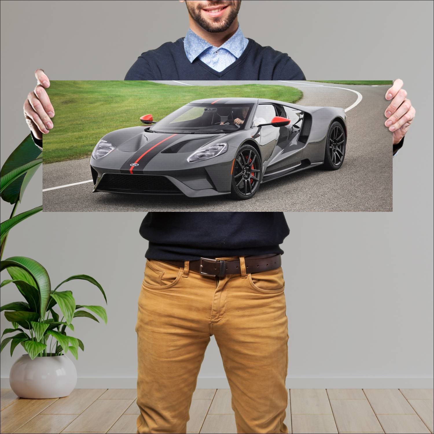 Cuadro grande 30x80cm 2019 ford gt carbon series Ford