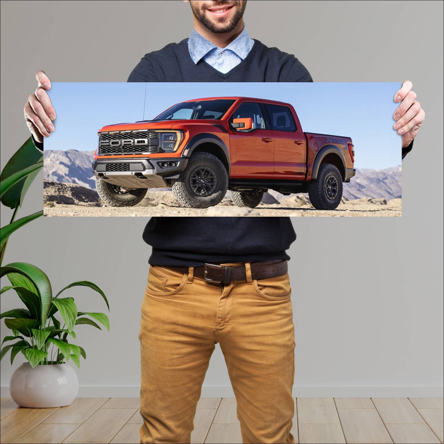 Cuadro grande 30x80cm 2021 ford f 150 raptor supercrew Ford