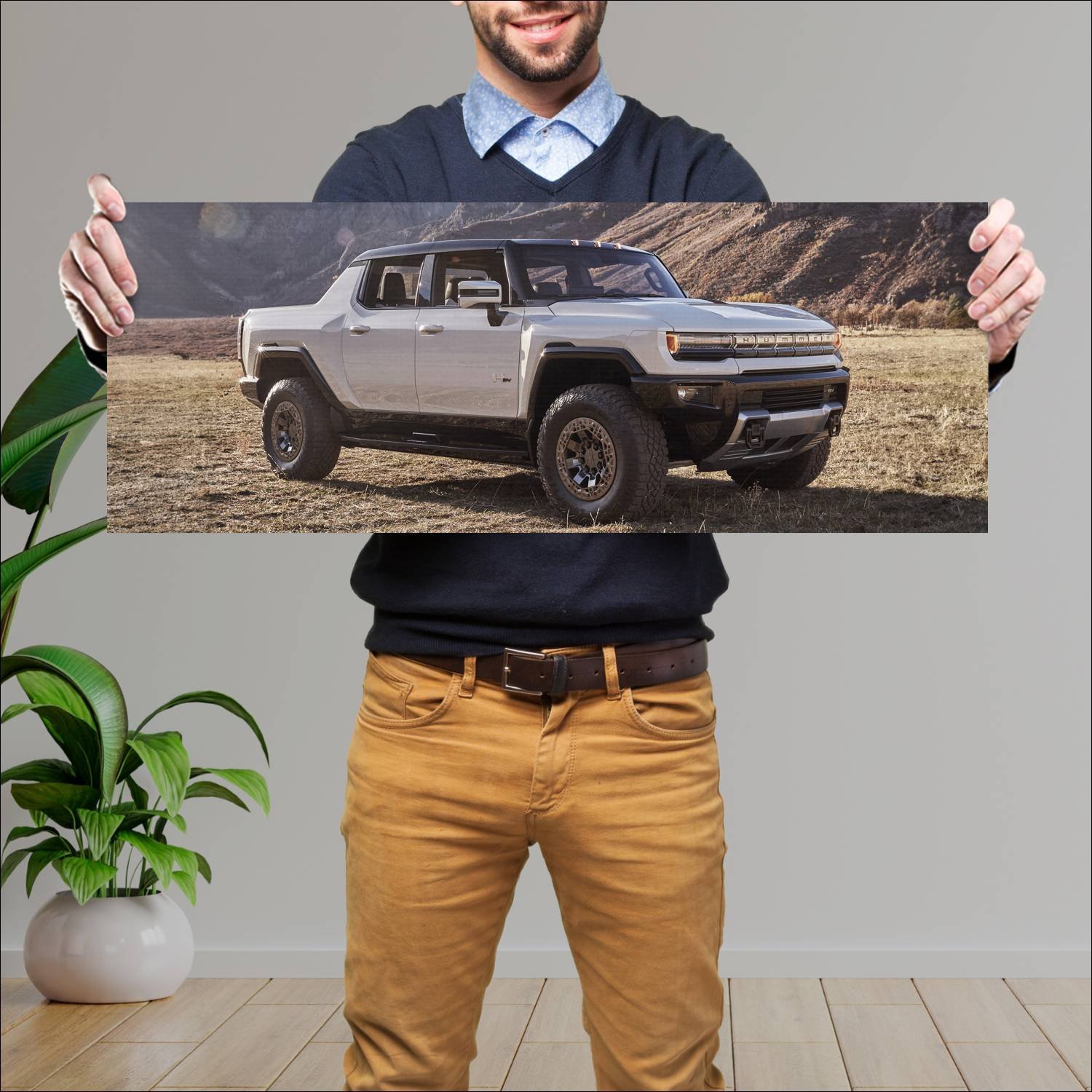 Cuadro grande 30x80cm 2022 gmc hummer ev auto 57 GMC
