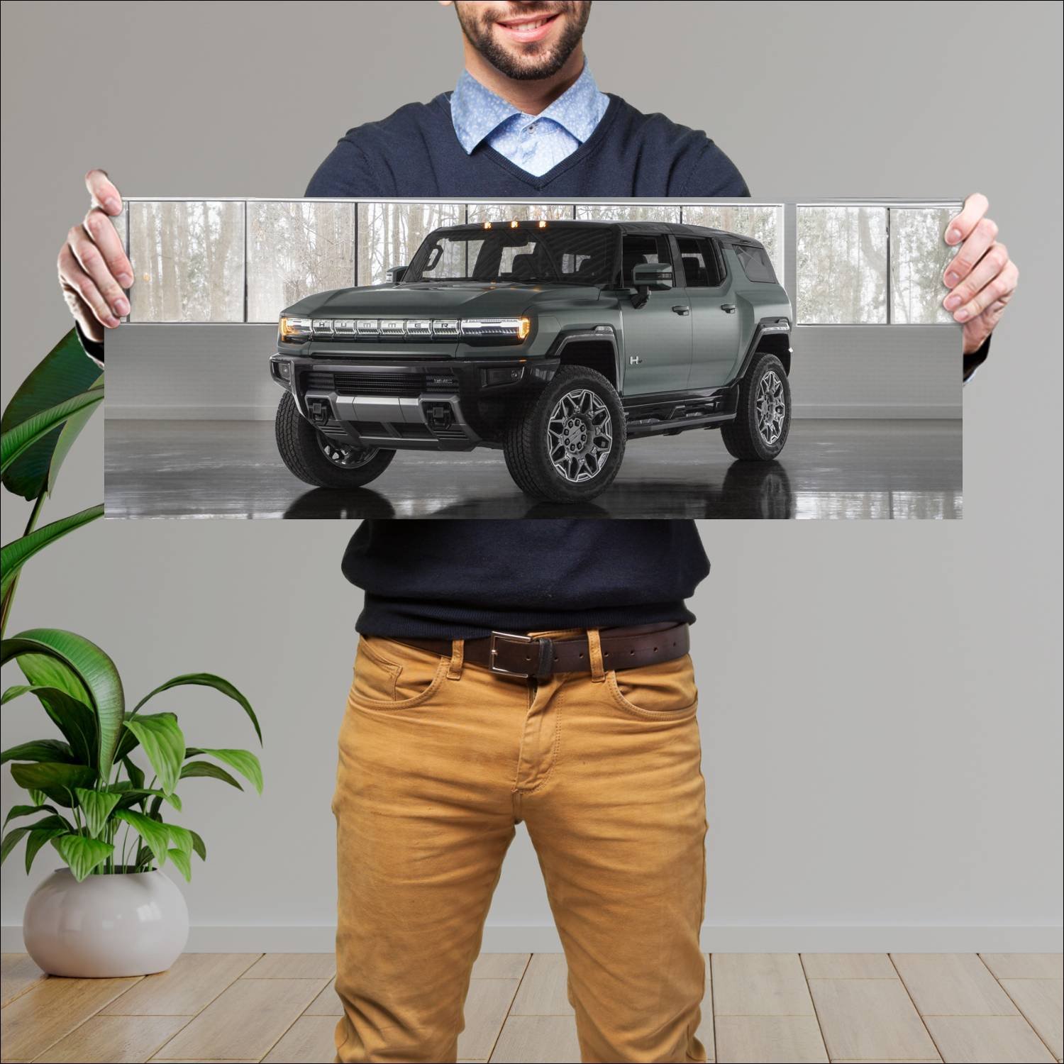 Cuadro grande 30x80cm 2024 gmc hummer ev suv auto 70 GMC