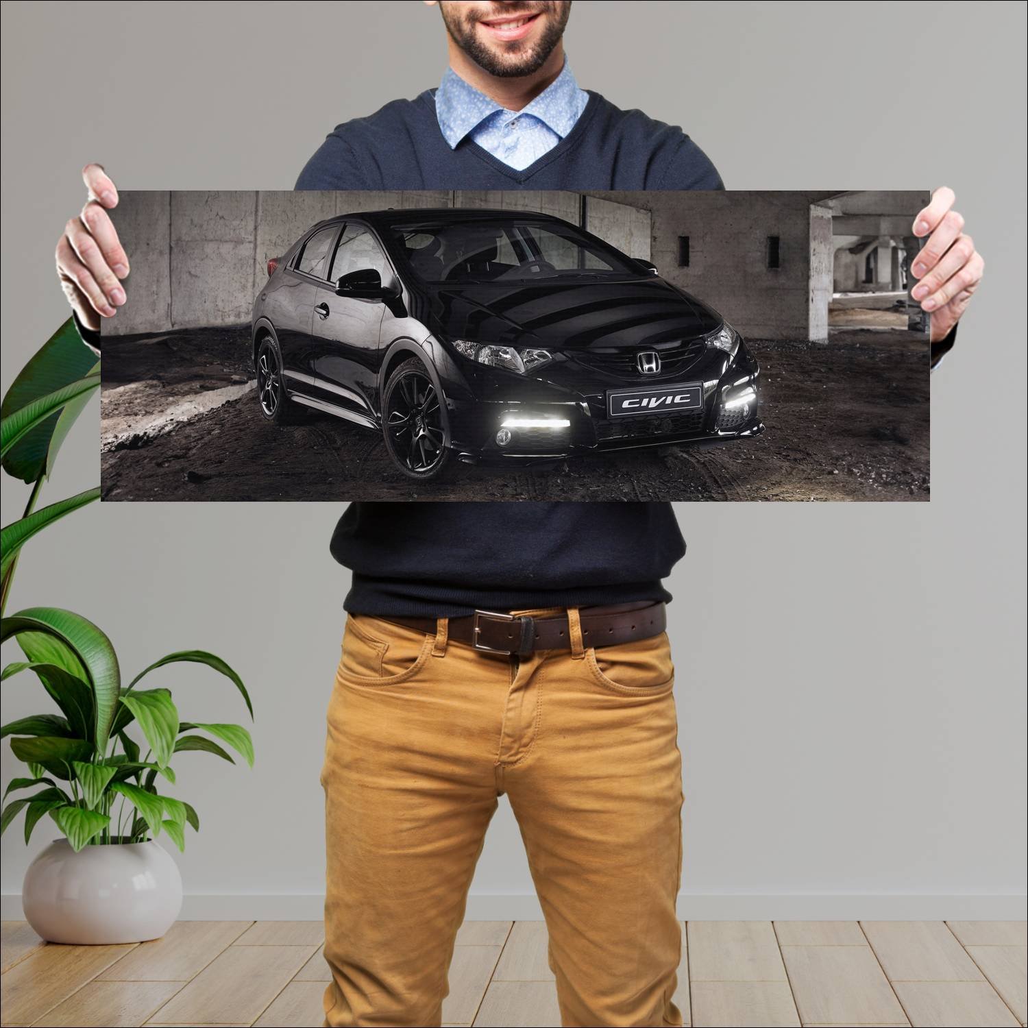 Cuadro grande 30x80cm 2014 honda civic black editi 55 Honda