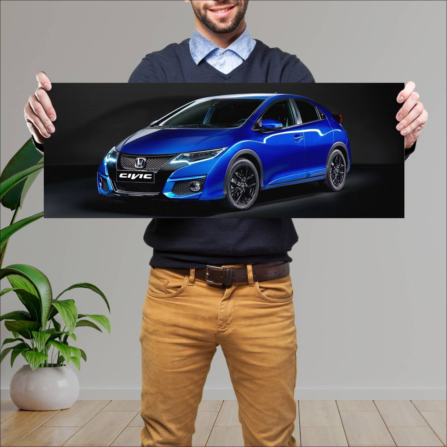 Cuadro grande 30x80cm 2015 honda civic sport auto 68 Honda
